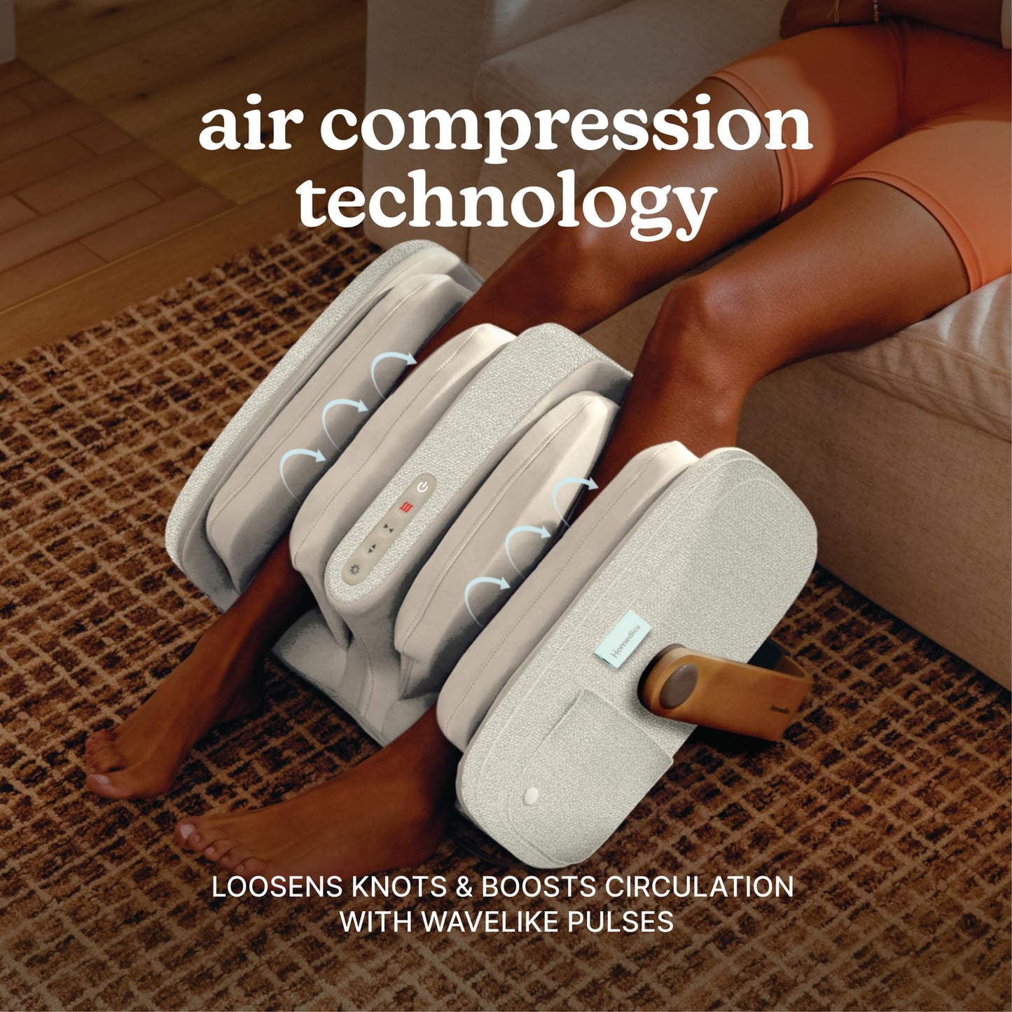 Homedics Luxe Comfort Foot Massager & Calf Massager with Heat, Shiatsu, Deep Kneading, Air Compression, Circulation Boost, Relaxation, Adjustable Modes, Post-Workout Recovery