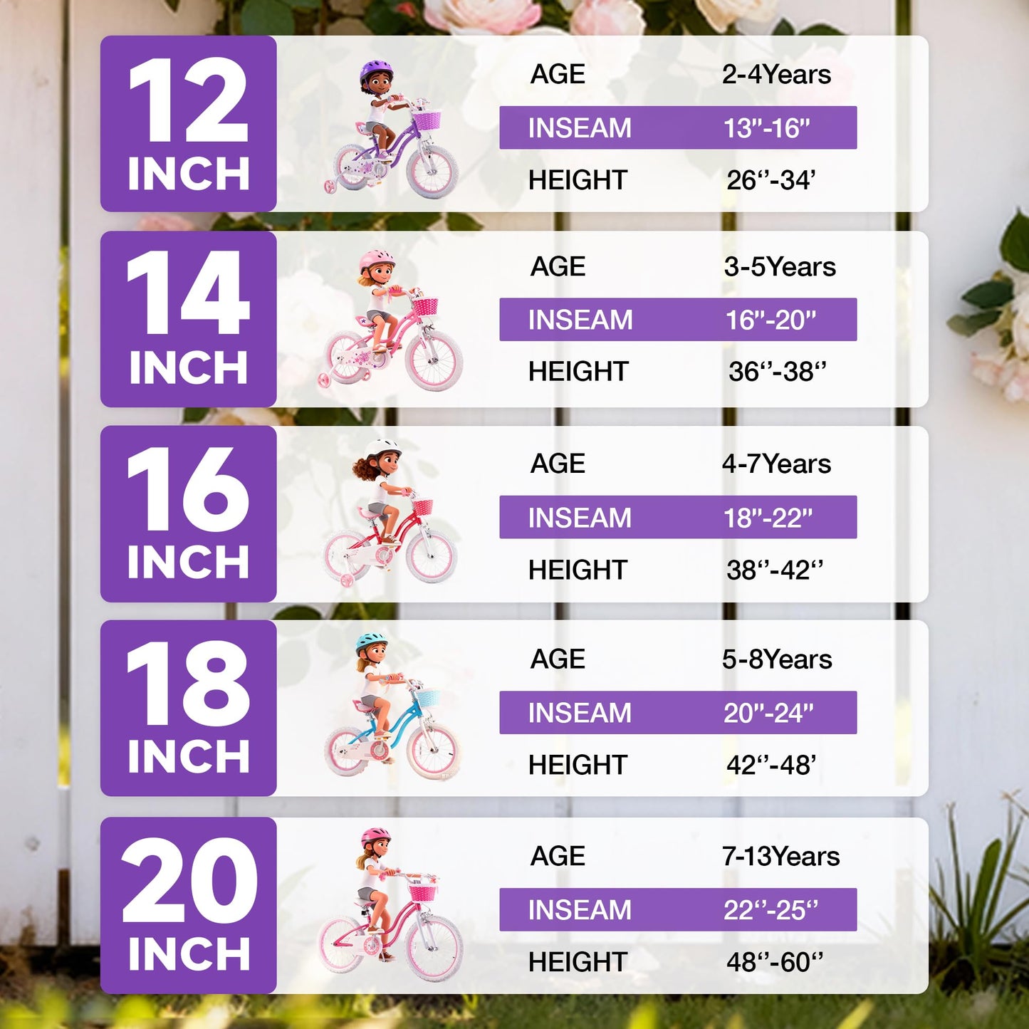 RoyalBaby Girls Bike with Training Wheels and Dual Handbrake, Stargirl Kids Bicycle 20 Inch Toddlers to Big Kids 7-13 Years, Lavender