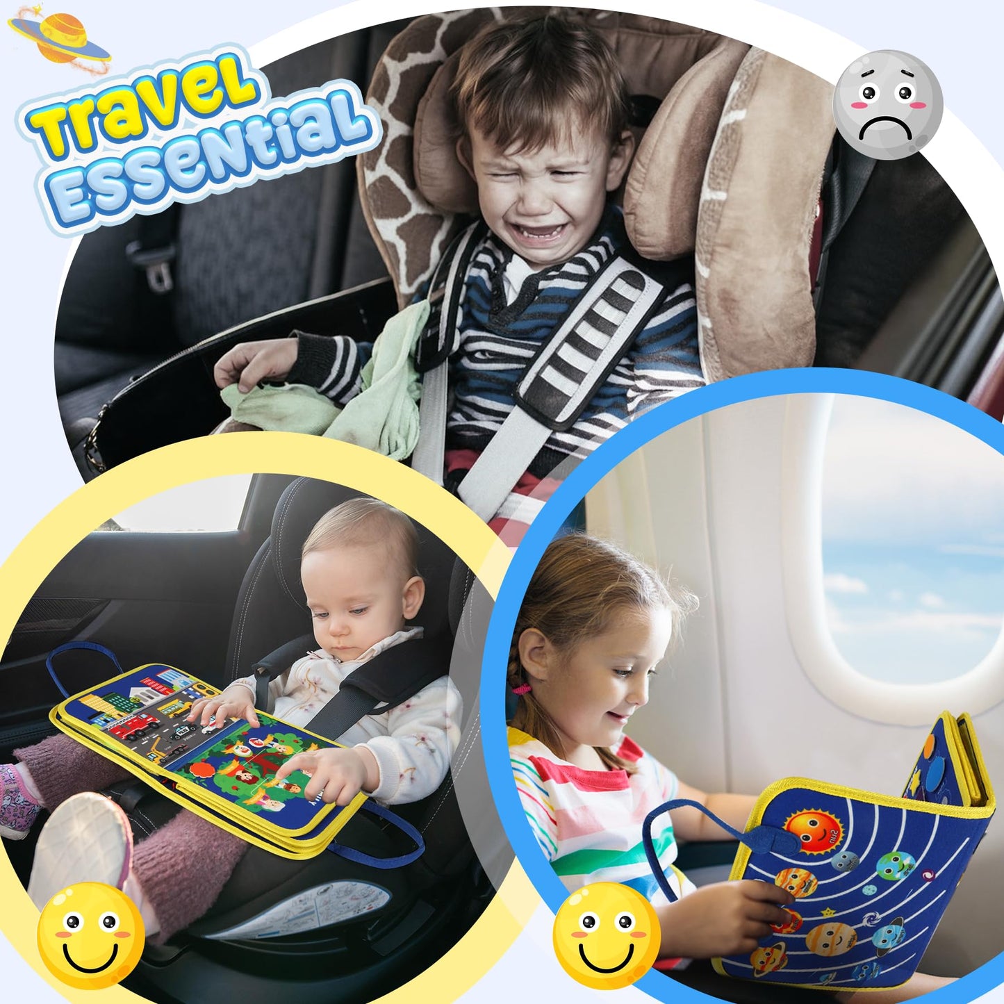 URMYWO Busy Board - Montessori Toys for 1 2 3 4 Year Old, Busy Book Toddler Activities with Fine Motor Skills, Autism Sensory Toys Gifts for Boys Girls, Travel Toys for Road Trip Plane Car