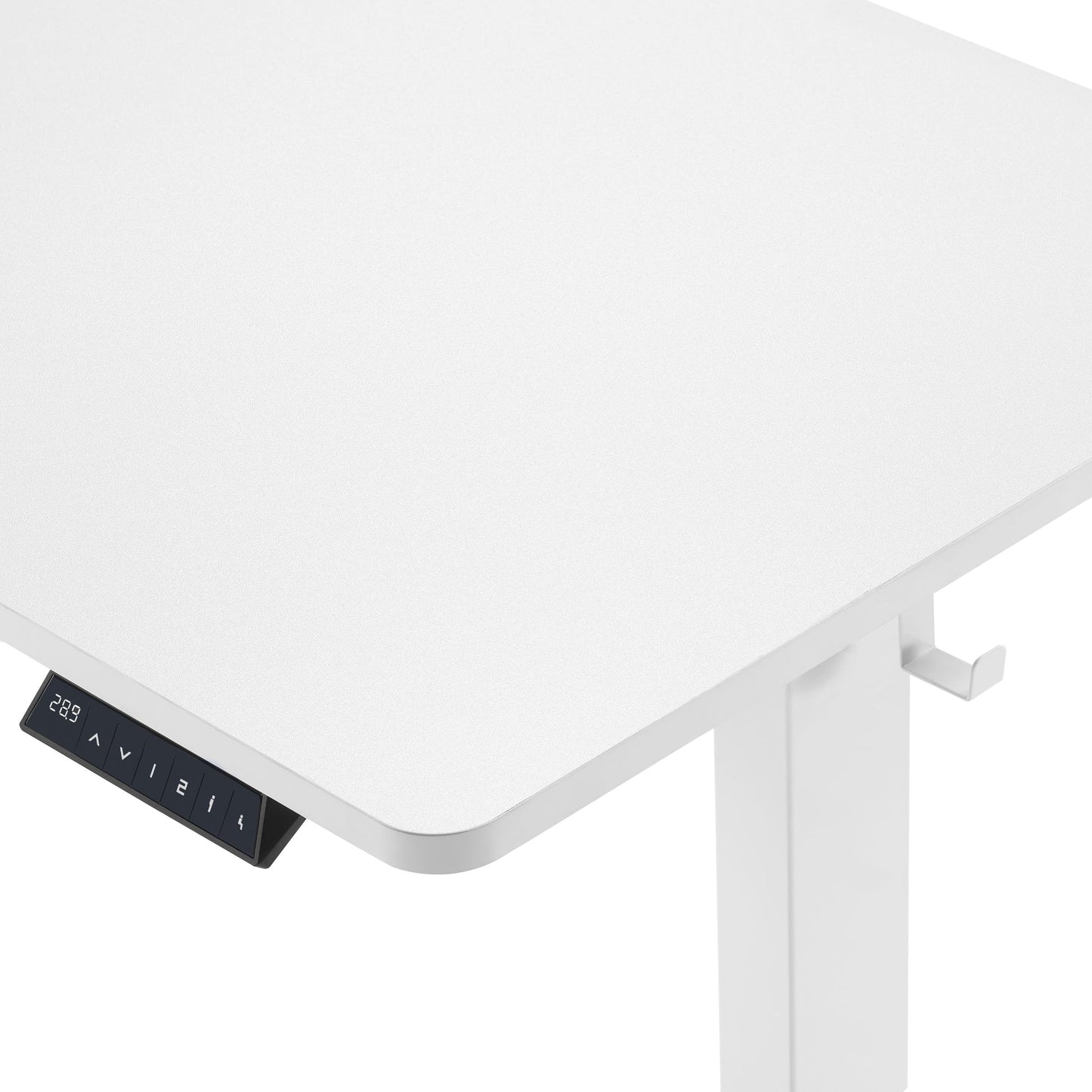 OSP Home Furnishings Primo Sit-to-Stand Electric Height Adjustable Office Desk with Hook, White, 4 Feet Wide