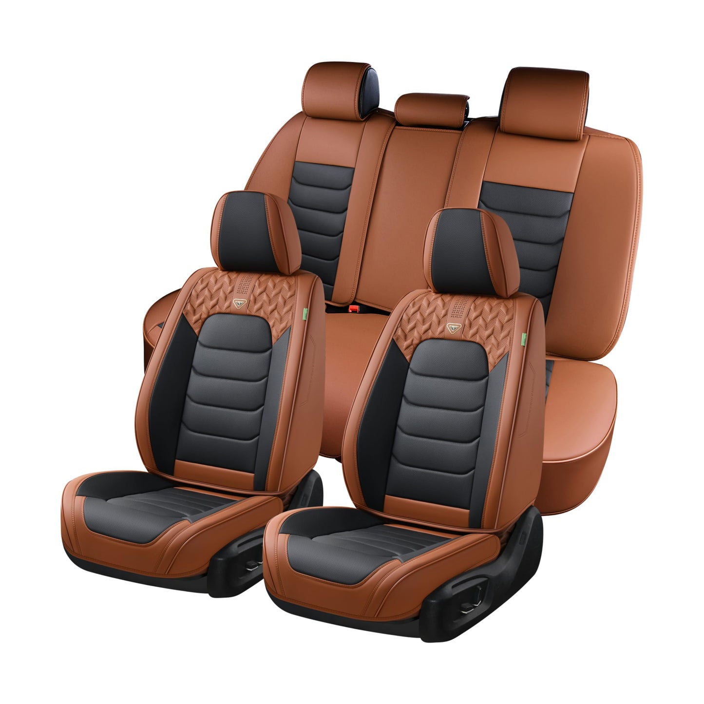 FLORICH Seat Cover for Cars, Front&Rear Seat Covers, Waterproof Automotive Car Seat Covers, Brown Car Seat Cushion Accessories for Most Car Interior Covers Sedan Truck SUV(Brown&Black, Full Set)