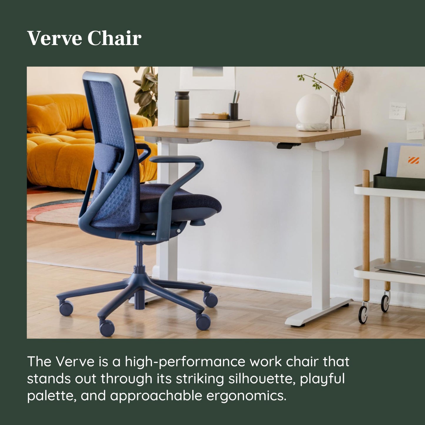 Branch Verve Chair - High Performance Executive Office Chair with Contoured Back and Adjustable Lumbar Support - High Density Foam Cushion and 3D Knit Back - Fits 5' to 6', Up to 275 lbs, Cobalt