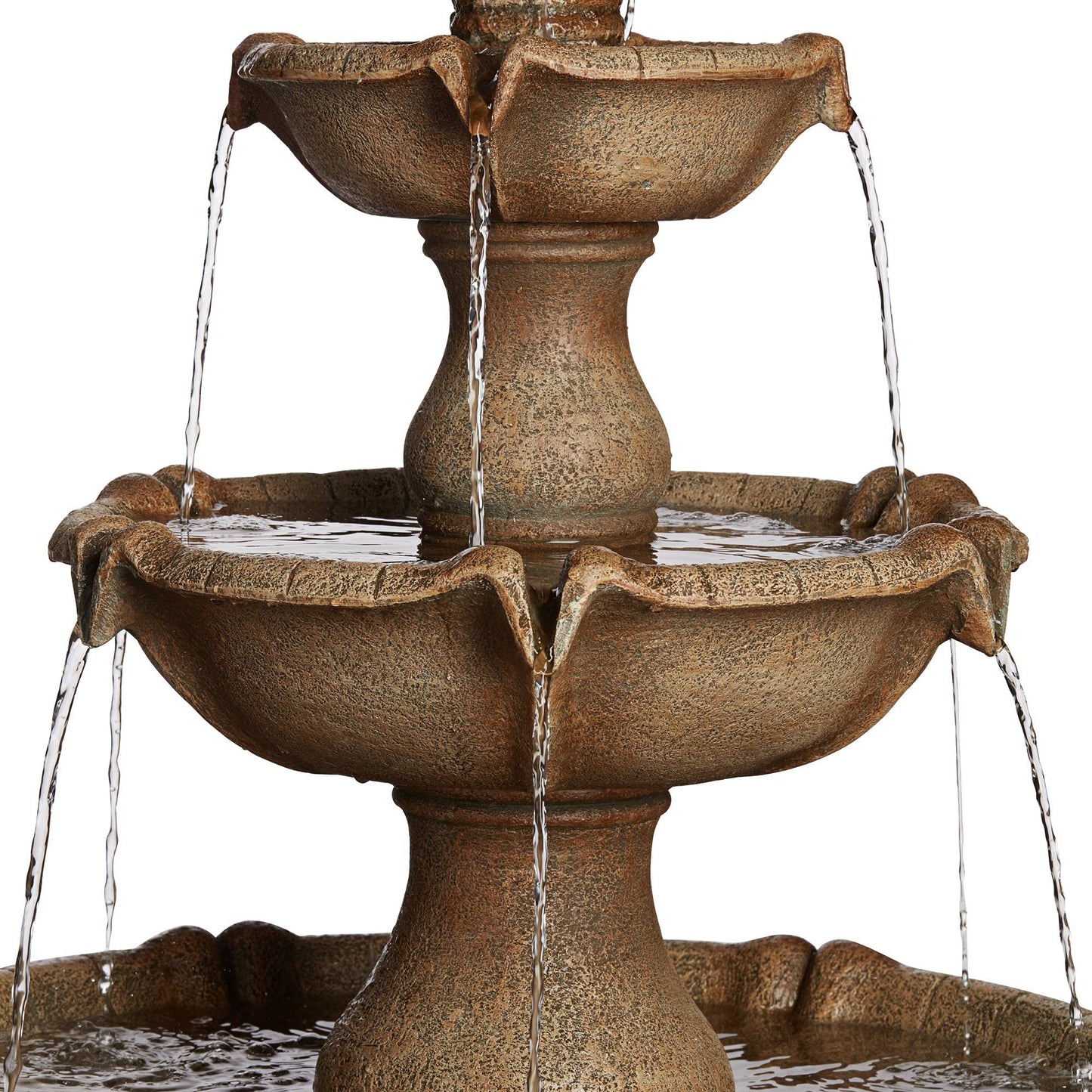 Arosco Modern Rustic Outdoor Floor Water Fountain with Light LED 43" High 3-Tiered Resin for Garden Patio Yard Deck Home Lawn Porch House Relaxation Exterior - John Timberland