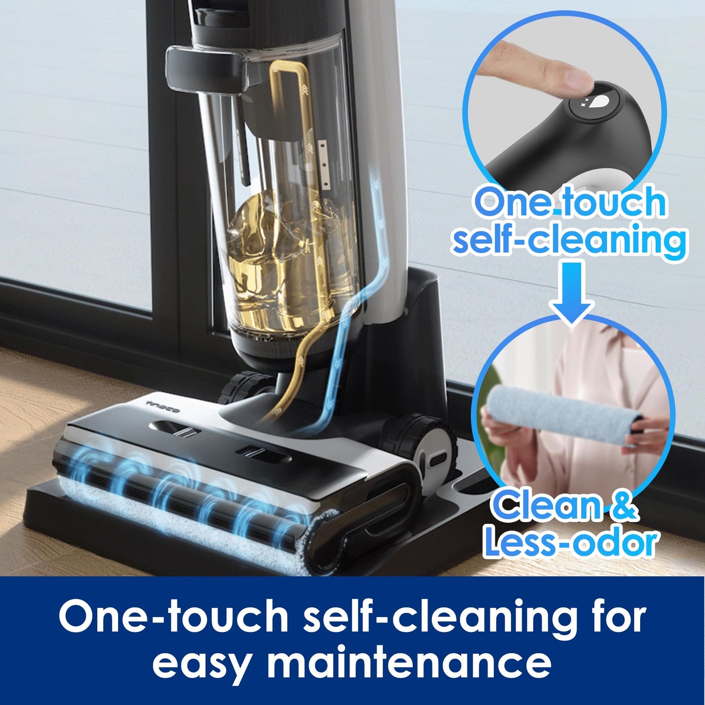 Tineco Floor ONE S7 PRO Cordless Wet Dry Vacuum Cleaner, Smart Floor Cleaner Mop for Hard Floors, Long Run Time, Dual-Sided Edge Cleaning, Self-Cleaning, Centrifugal Drying Process