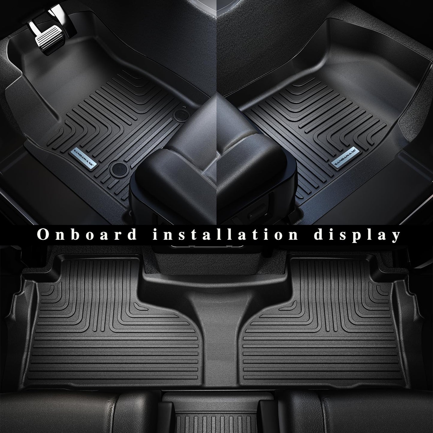 SANBAN-AXE Floor Mats for 2021-2024 2025 Chevrolet Suburban 7 Seats (2nd Row Bucket Seats)（not fit 8 Seats）/ GMC Yukon XL(Only XL) & Trunk mat TPE Floor Liners & Cargo Liner for Chevy