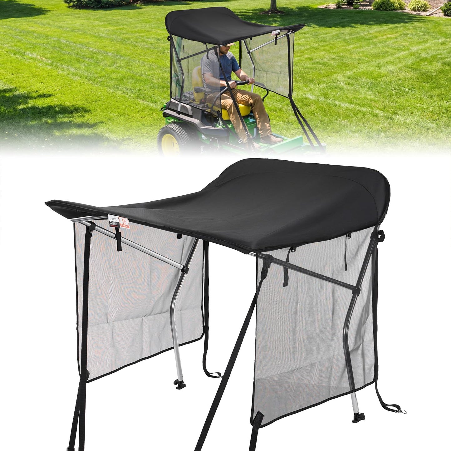 KEMIMOTO Shade Canopy for Zero Turn Lawn Mower, High Visibility Left and Right Sunshades with UV Protection, Reduce Heat and Glare, Compatible with John Deere, Cub Cadet, Kubota,Troy Bilt & Others