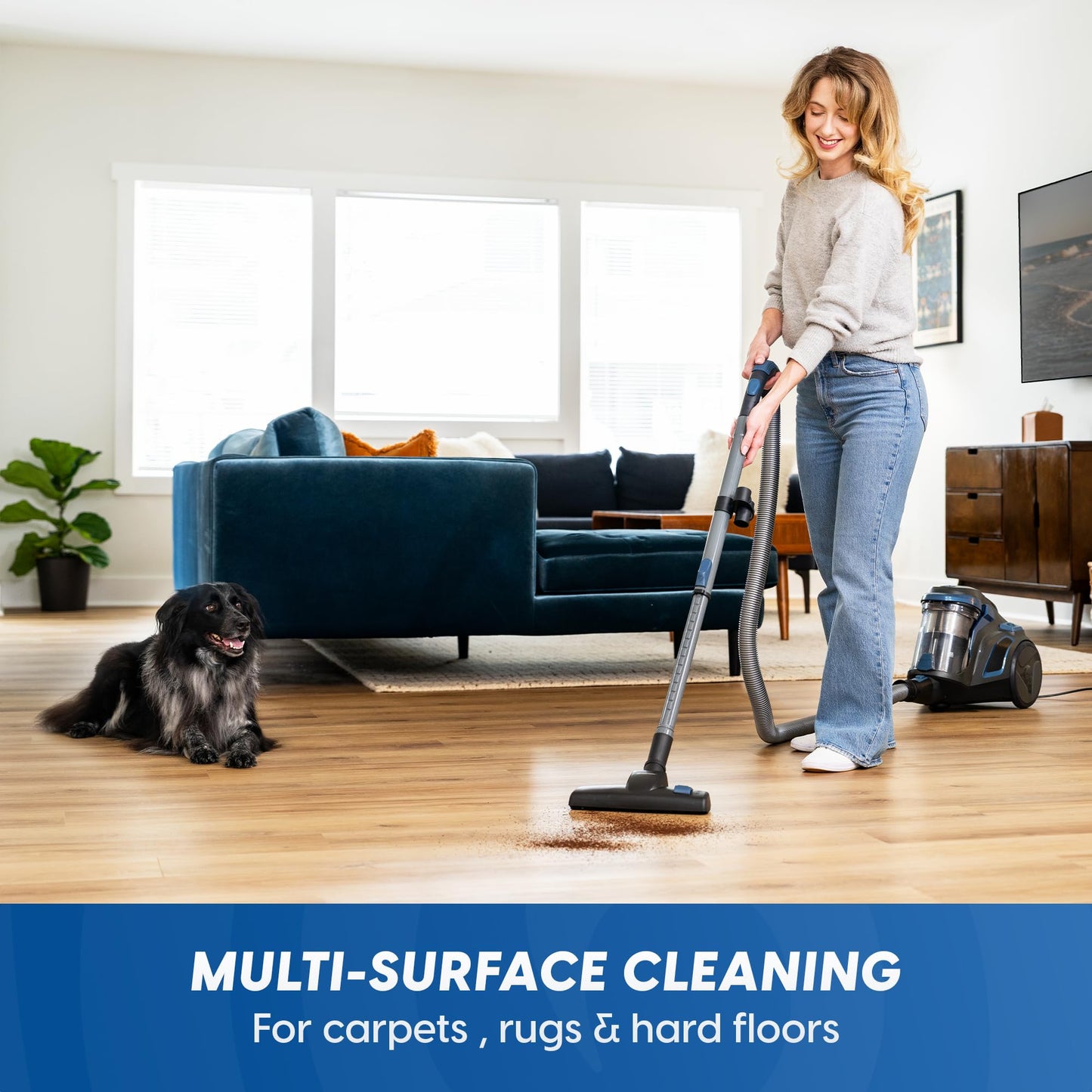 Vacmaster CC0501 Ultra Silent Bagless Canister Vacuum Powerful Cleaner with HEPA Filtration, One-Touch Release Dust Cup, Built-in Dust Tool & Retractable Cord for Low-Pile Carpet and Hard Floor