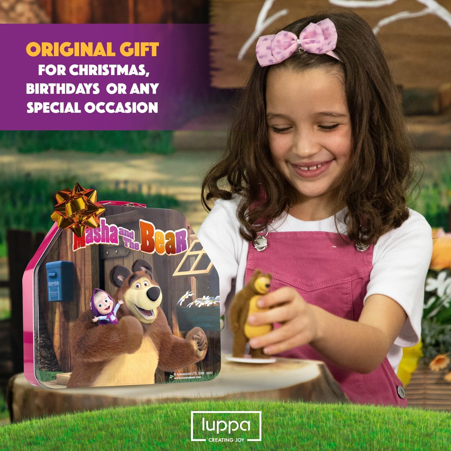 LUPPA Masha and The Bear Toys Playset: 13 Figures with Tin Box of The Bear´s House I Masha and The Bear I Figures and Dolls of TV Programs I Toys for Girls