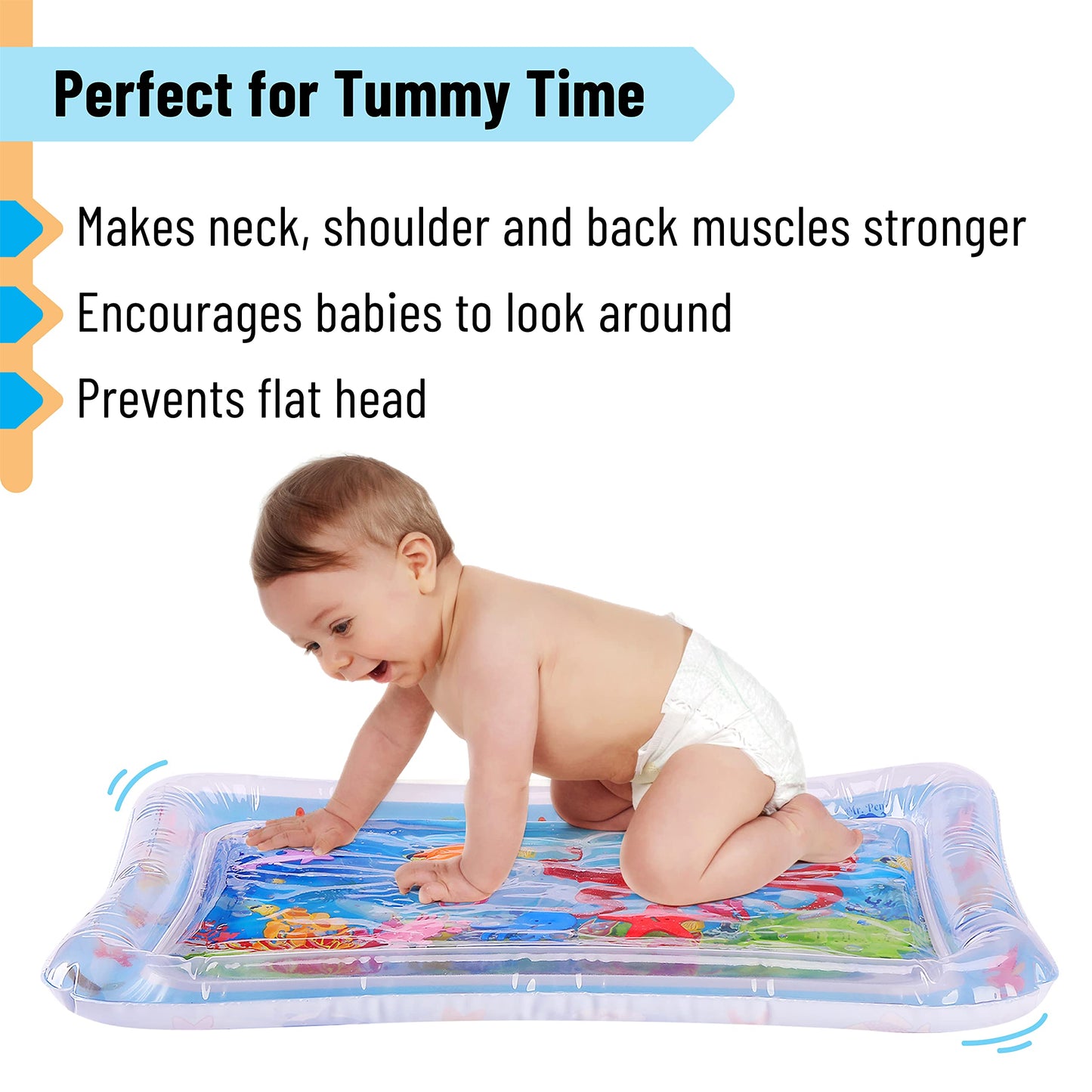 Mr. Pen- Inflatable Tummy Time Water Mat, Water Mat for Babies, Infant Water Mats, Baby Water Pad, Water Tummy Time Mat (Pack of 2)