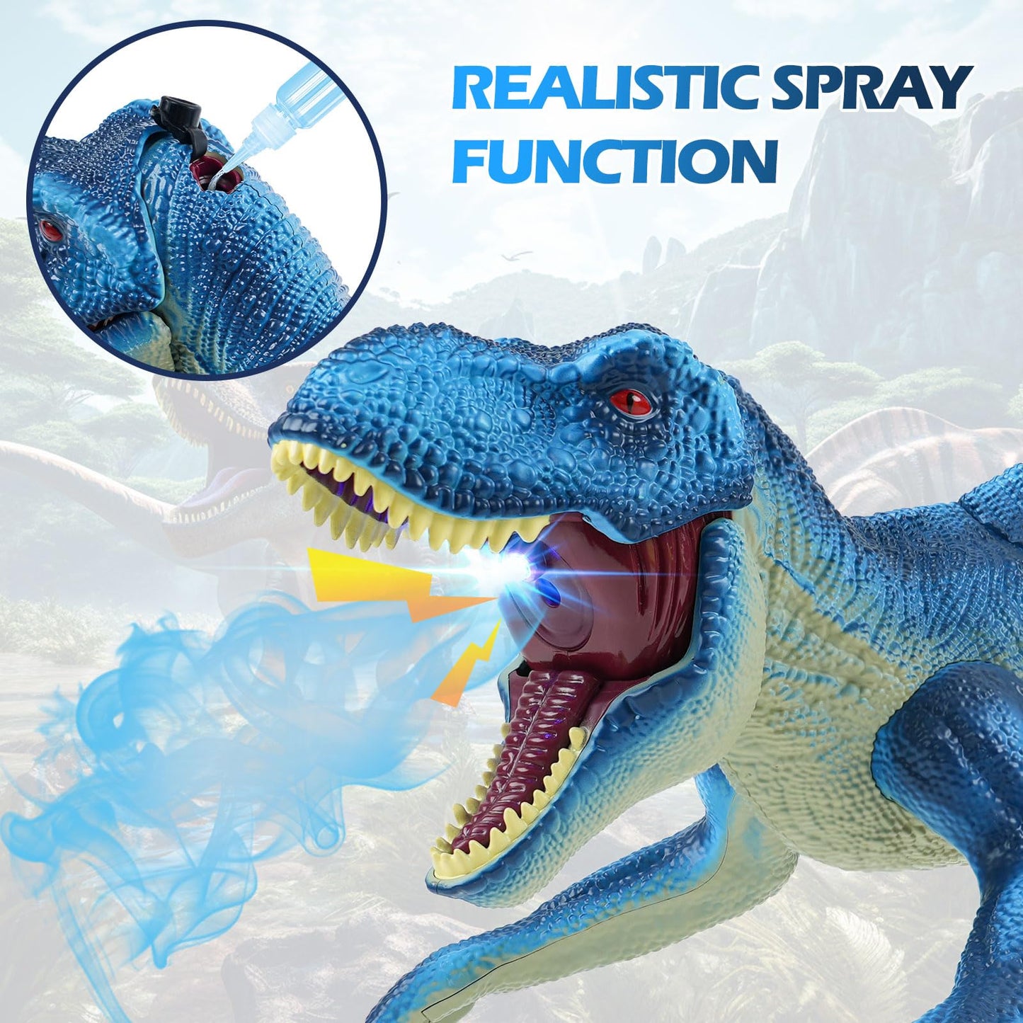 TGJH Dinosaur Toys for Kids Ages 3-5 4-7 8-12 - Remote Control Walking Dino, Birthday Gifts for Boys 3 4 5 6 7 8 9 10 11 12 Year Old, Interactive Toy with Spray, Light and Roar