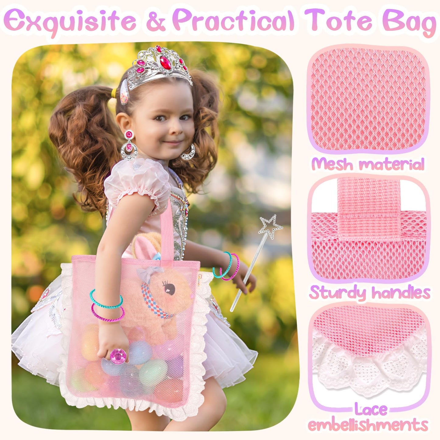 CatchCute Plush Toys Interactive Realistic Walking Bunny Toy Set with Leash and Mesh Storage Bag,Stuffed Bunny with Princess Jewelry Accessories,Perfect Thanksgiving Birthday Gifts for Kids