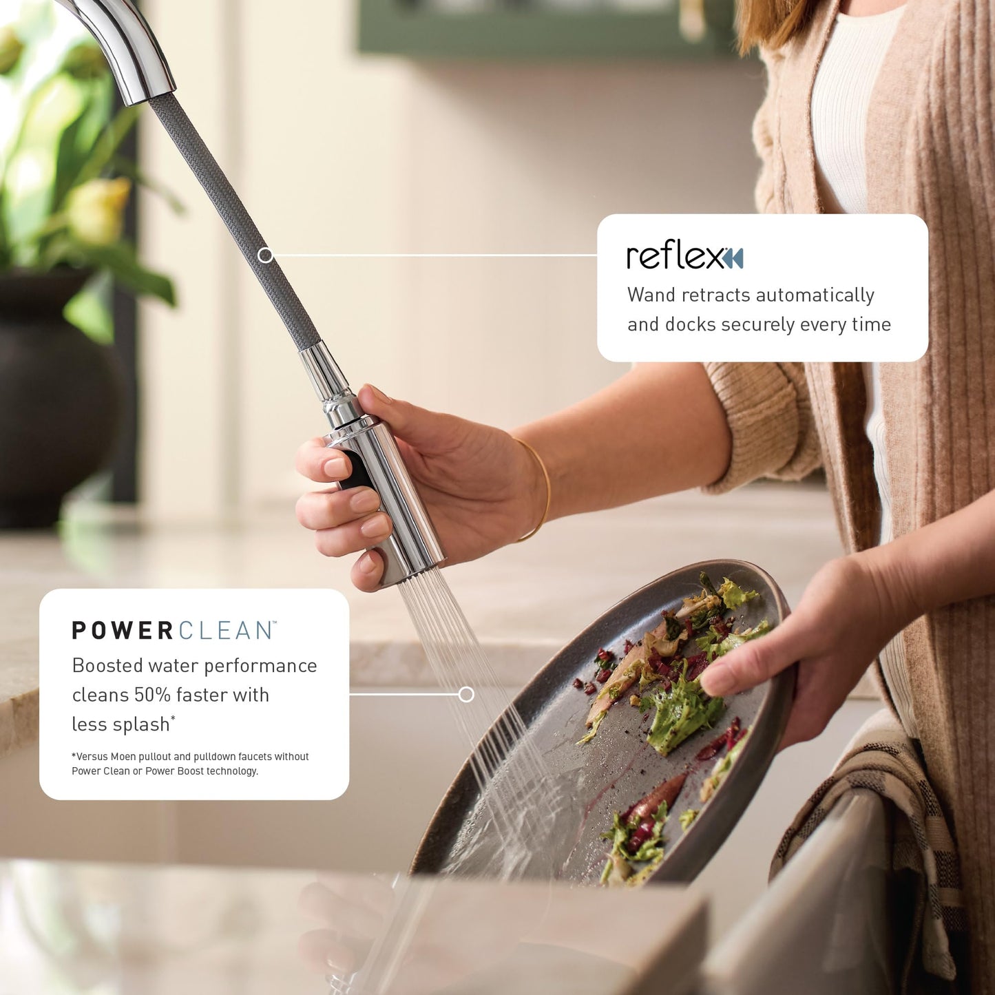 Moen Integra Chrome One-Handle Pullout Kitchen or Laundry Faucet Featuring Power Clean, 67315C