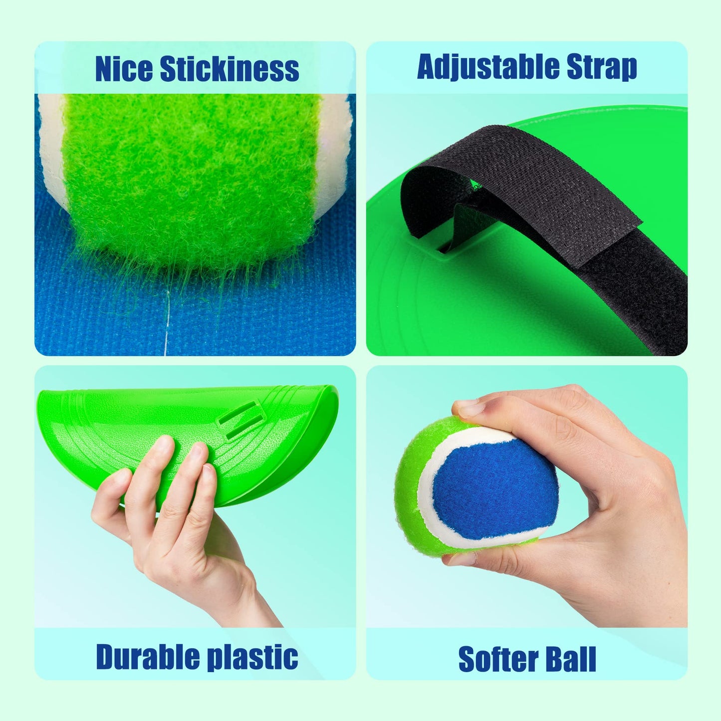 EVERICH TOY Toss and Catch Ball Game Set, Sticky Ball Paddle Catch Game for Kids, Summer Outdoor Backyard Beach Pool Yard Toy Gift for Boys Girls Ages 3-12