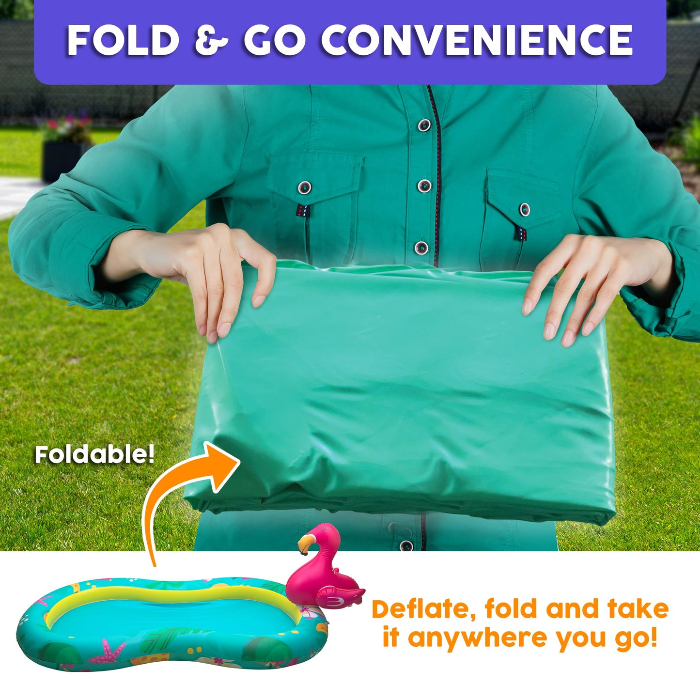 Kiddie Pool with Sprinkler | Kiddie Pool for Kids, Inflatable Toddler Pool, Inflatable Sprinkler for Kids with Splash Pad, Summer Water Toys for Toddler Outside, Summer Toys, Flamingo