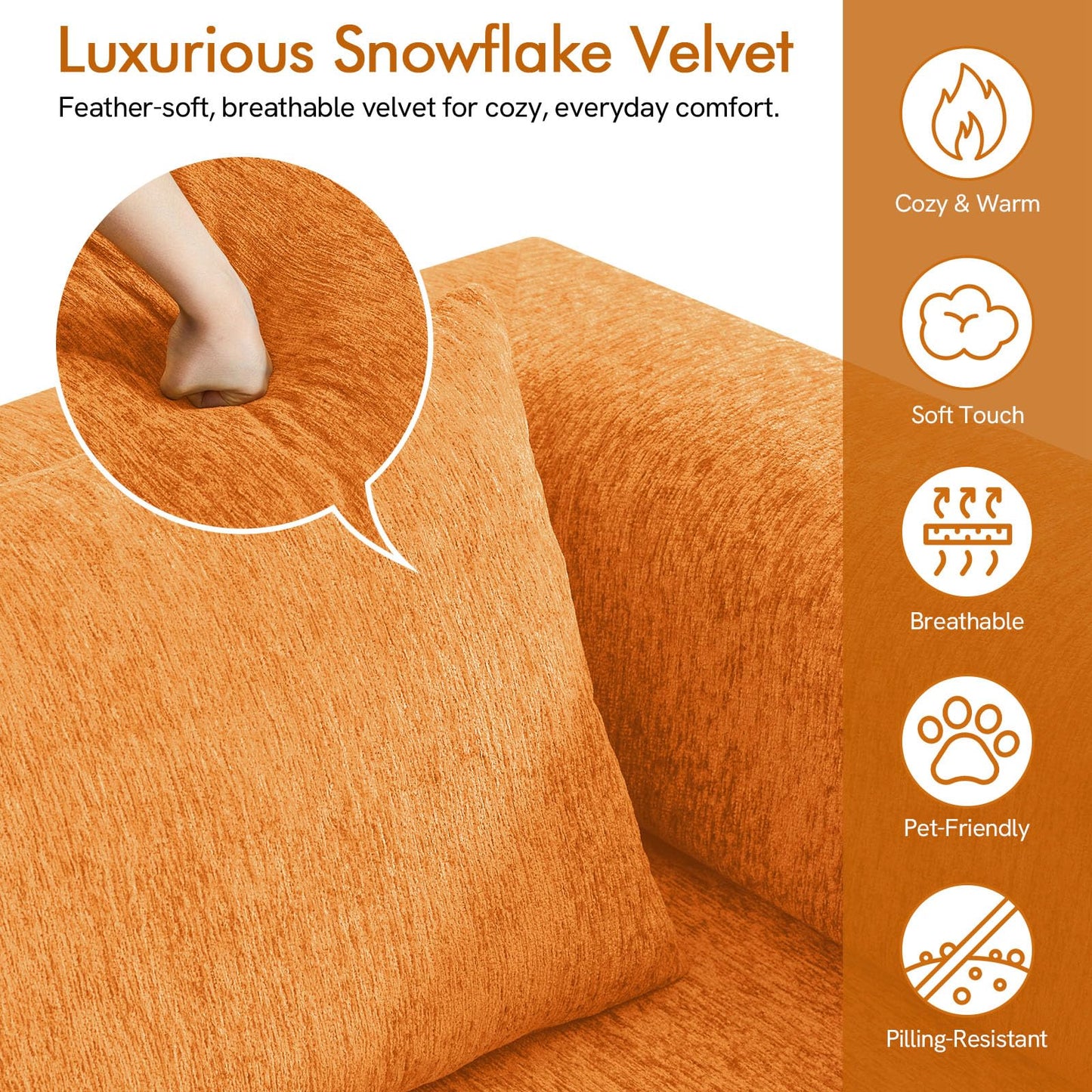 KozyNutria 81" Convertible Sofa Bed with Storage Pockets, 5-in-1 High Density Foam Boneless Couch, Corduroy Folding Futon Sleeper Sofa for Living Room Bedroom Apartment, No Assembly Required, Orange