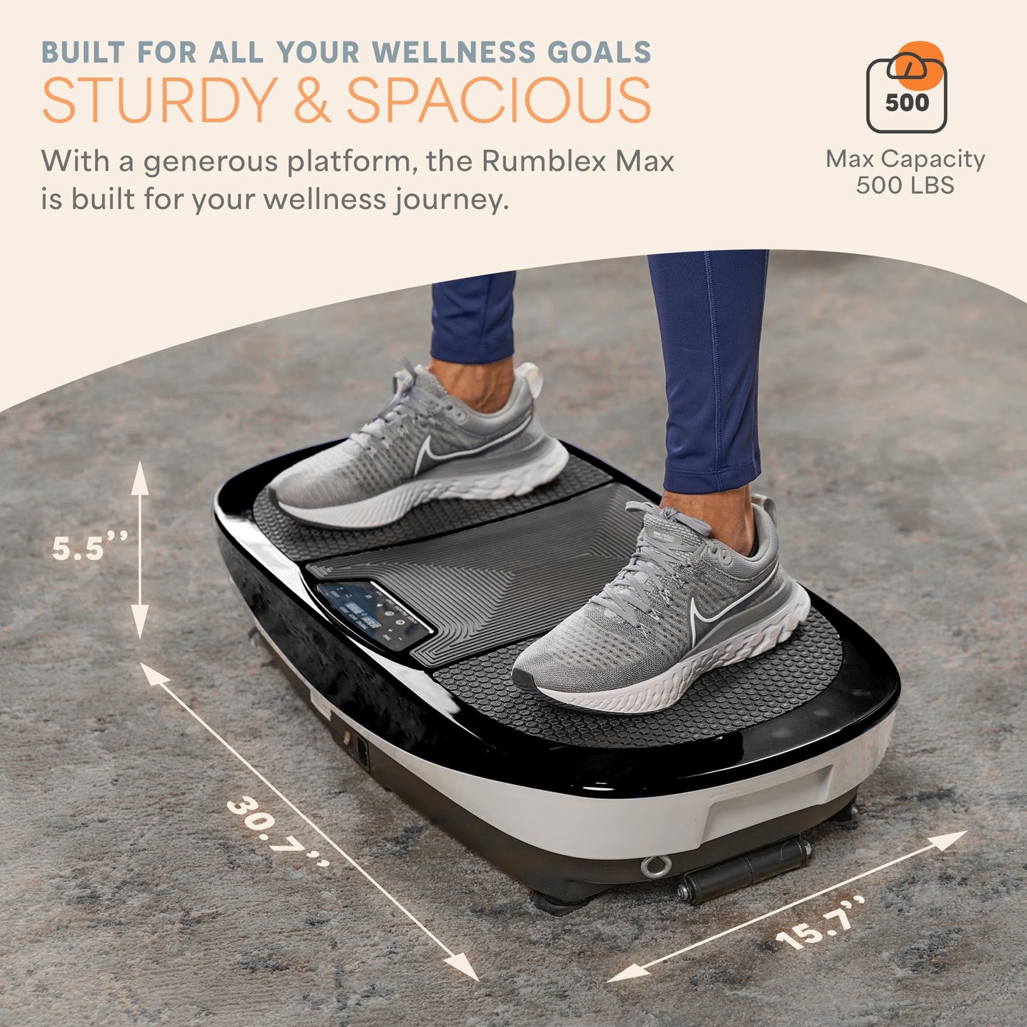 Lifepro Rumblex Max 4D Black Vibration Plate Exercise Machine with Loop Resistance Bands for Home Fitness Shaping Training Recovery Tone & Strength