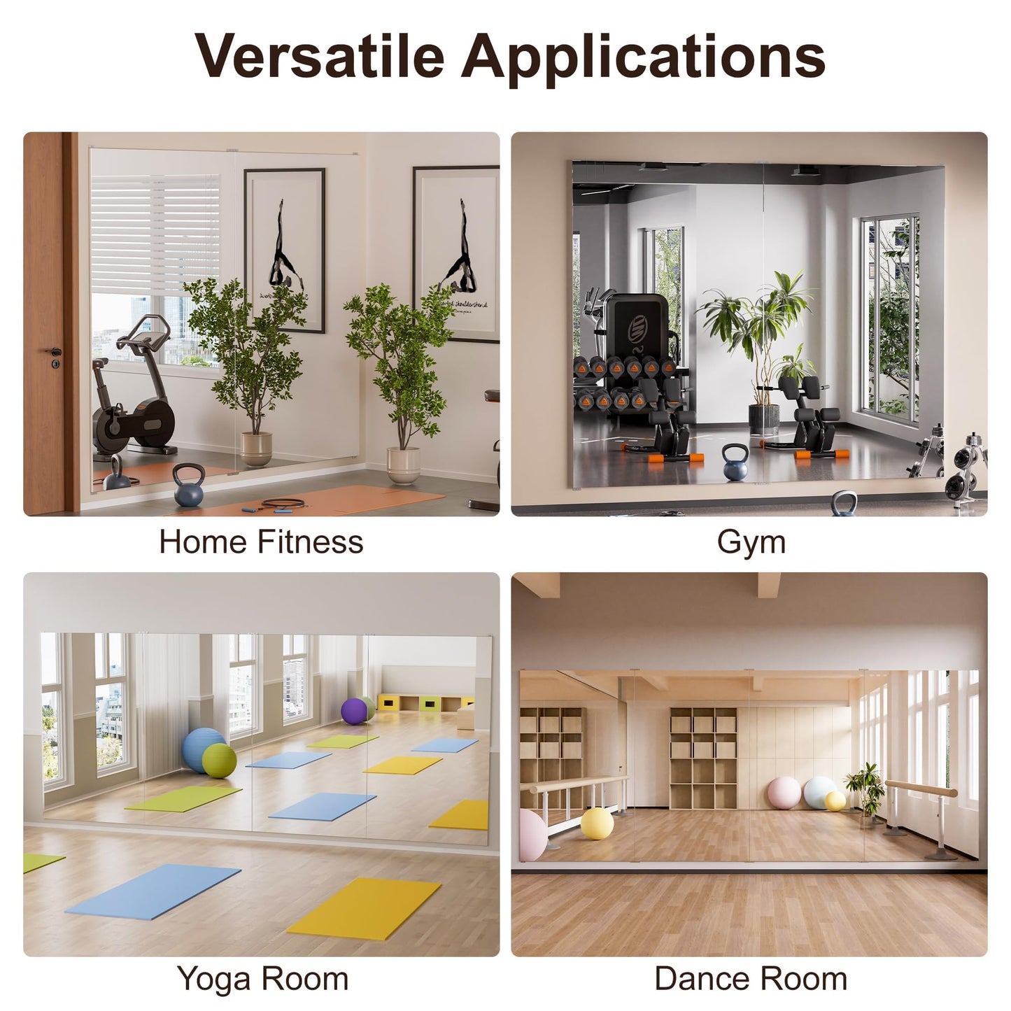 brisafe 2PCS 79"x47" Ultra-Light Wall Mirror for Home Gym & Yoga Studio, 9.9LB Shatterproof Full-Length Mirror with 0.04mm Nano Film, Easy Installation & Commercial Use (60% Insurance Savings)