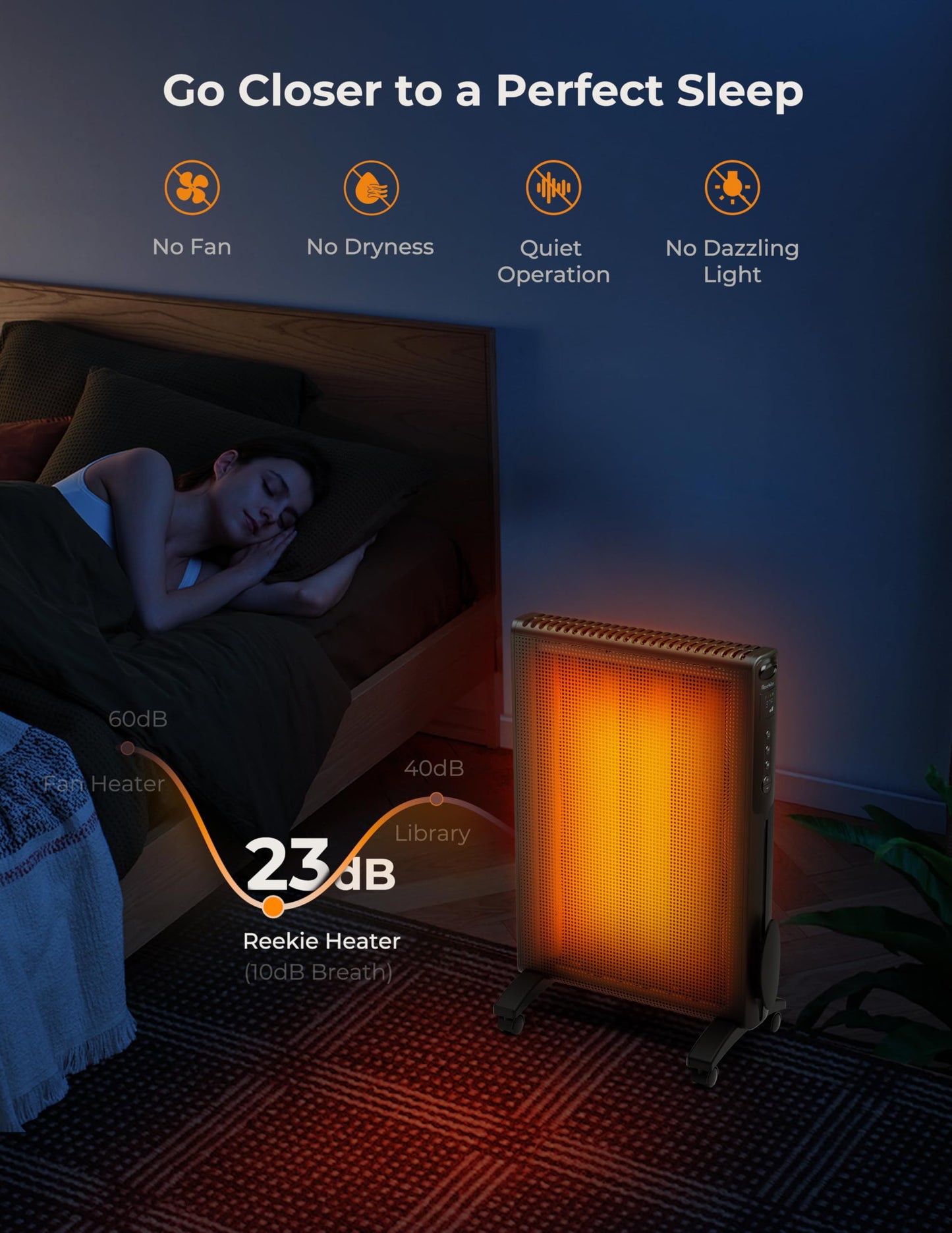 Reekie Convection Panel Space Heater, 1500W Electric Mica Infrared Heaters for Indoor Use Large Room Heater with Smart Thermostat, Remote, 24h Timer, Quite Whole Room Heater for Bedroom Office Garage