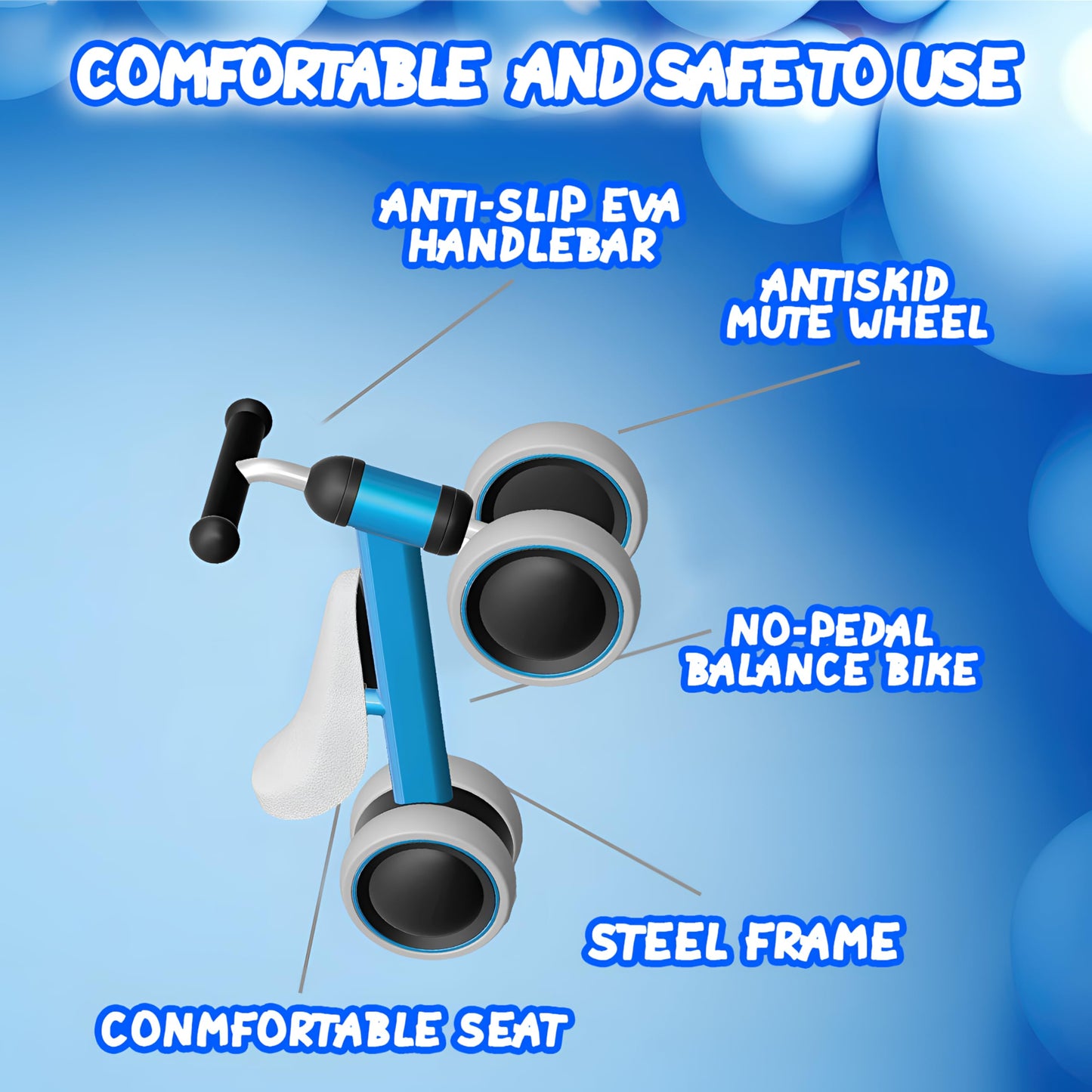 Bounce Master Baby Balance Bike for 6-24 Months, Perfect First Bike or Birthday Gift, Safe Riding Kids Toy for 1 Year Old Toddler, Children Walker