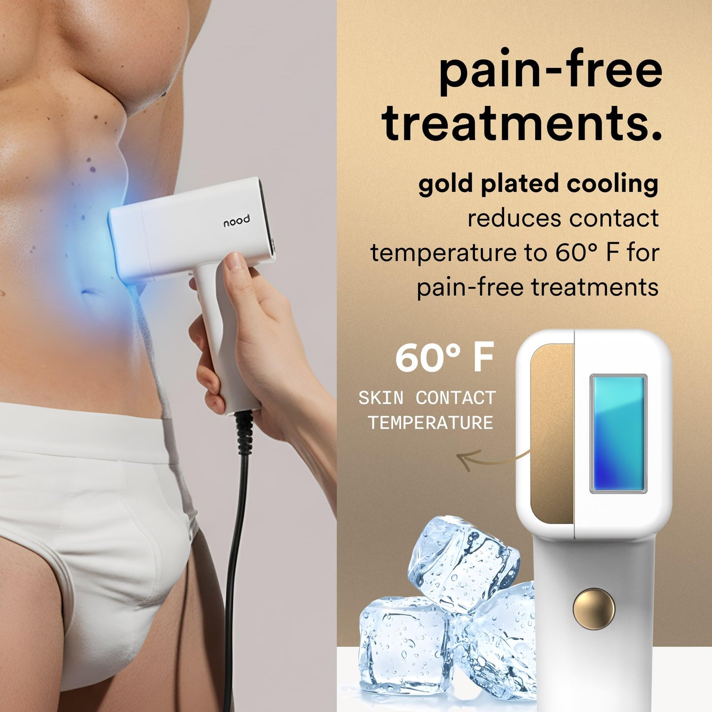 Nood™ NEW Flasher Pro Kit — IPL Laser Hair Removal Device for Women & Men + Refillable 5-Blade Shaving Razor Kit + Exfoliating Buff Bar + Hydrating Shave Lube + After Shave Serum — Gloss White