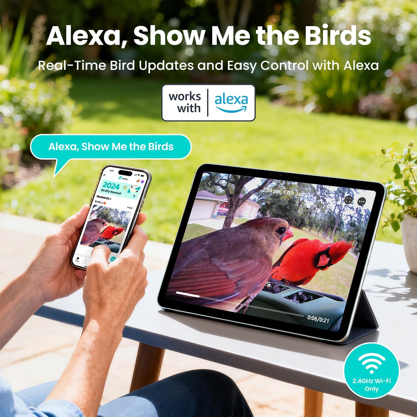 Birdfy 2 Smart Bird Feeder with Camera, AI Identifies Bird Species, Dual-Lens 2K Camera for Live Streaming & Close-Up Photos, Solar-Powered Backyard Birdwatching Gift