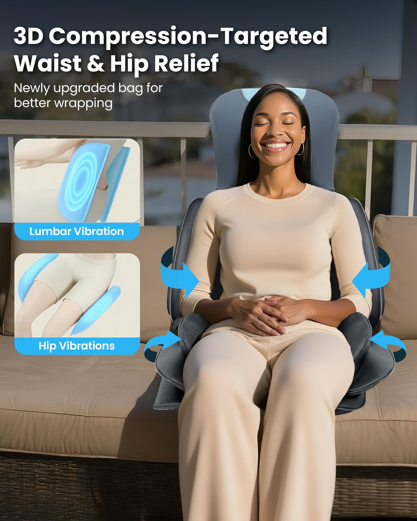 COMFIER Shiatsu Neck & Back Massager with Heat, Full Back Coverage Massage Chair Pad with 4D Kneading & Adjustable Neck Nodes, Waist & Hip Compression