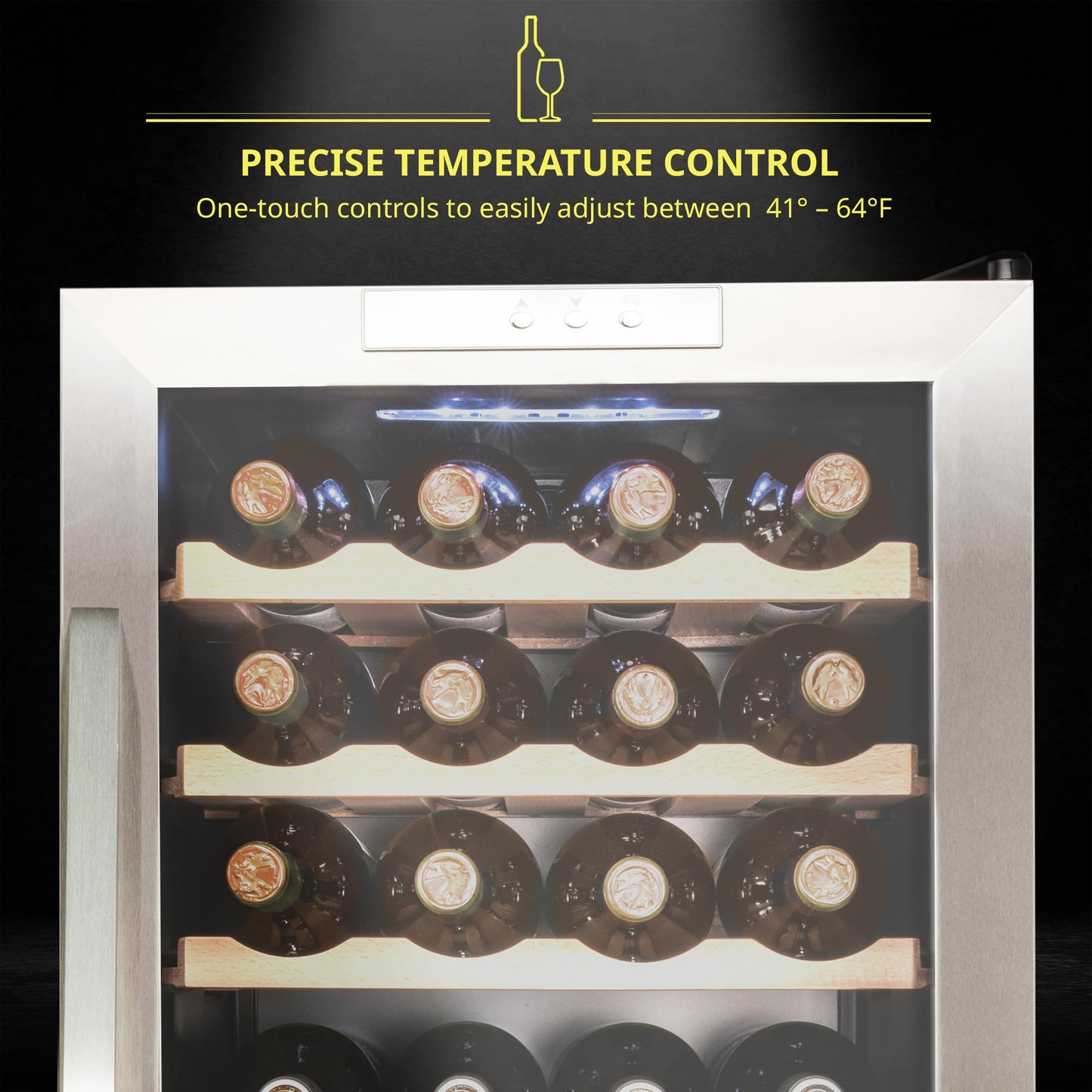 SCHMÉCKÉ 28 Bottle Compressor Wine Cooler Refrigerator w/Lock - Large Freestanding Wine Cellar For Red, White, Champagne or Sparkling Wine - 41f-64f Digital Temperature Control Fridge Stainless Steel