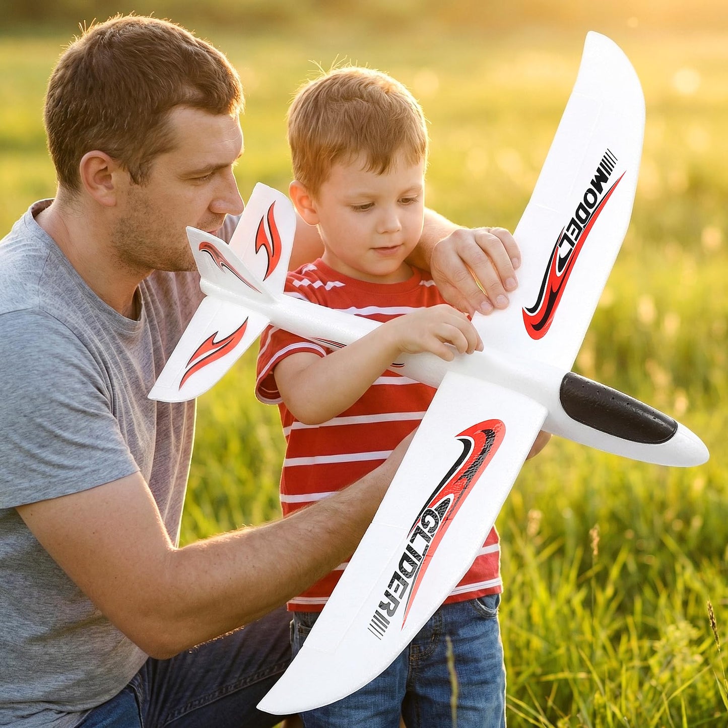 NUOBESTY Airplane Toy, 39" Large Throwing Glider Plane 2 Flight Modes Foam Glider Airplane for Kids Flying Plane Toys for Boys, Girls to Play Outdoors, Party Favors