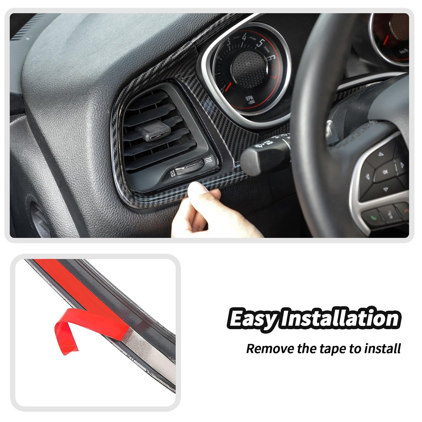 JeCar 16pcs Carbon Fiber Interior Trim Kit for 2015-2024+ Dodge Challenger Interior Accessories