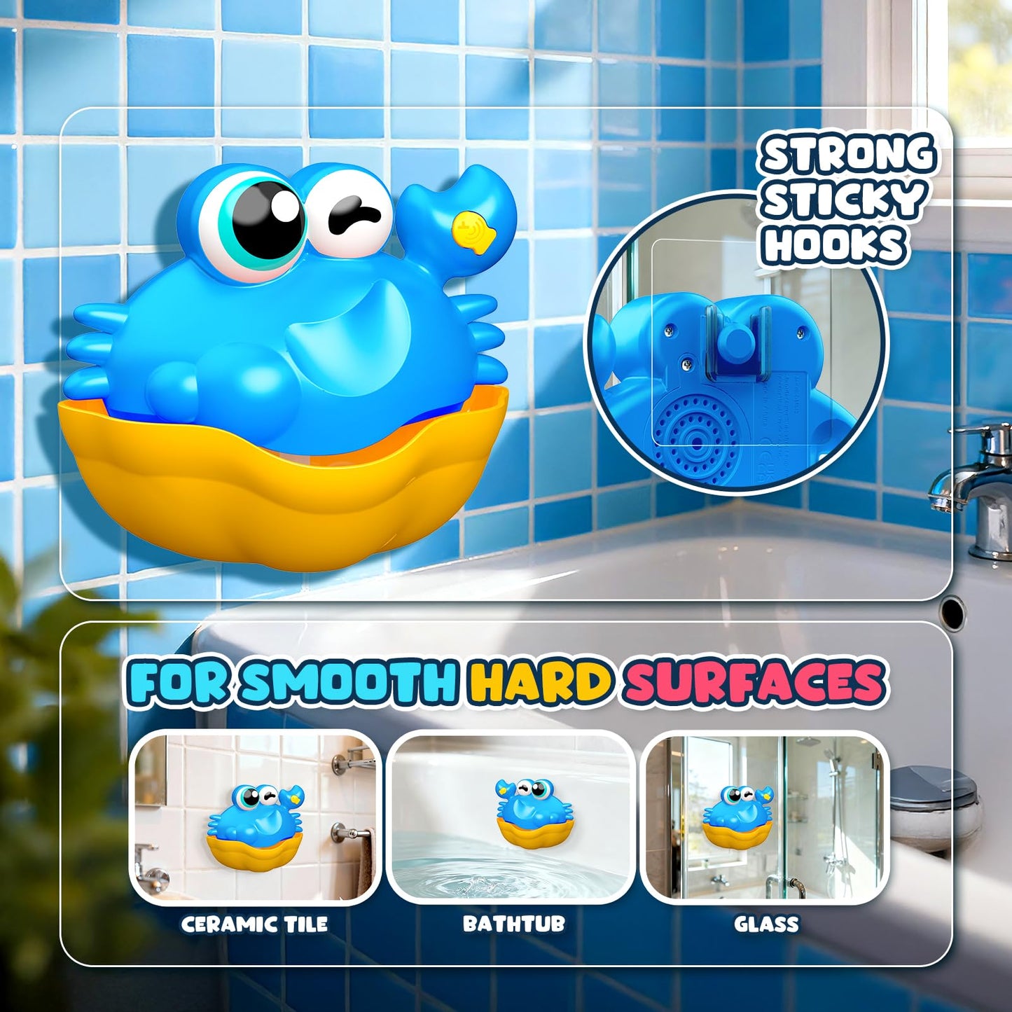 Bath Toys for Kids Ages 1-3,Light Up Baby Bath Toys Crab Bubble Maker with Colourful Light Toddler Bathtub Birthday Gifts Easter Stocking Stuffers for Boys Girls Aged 1-3 2-4 3-5