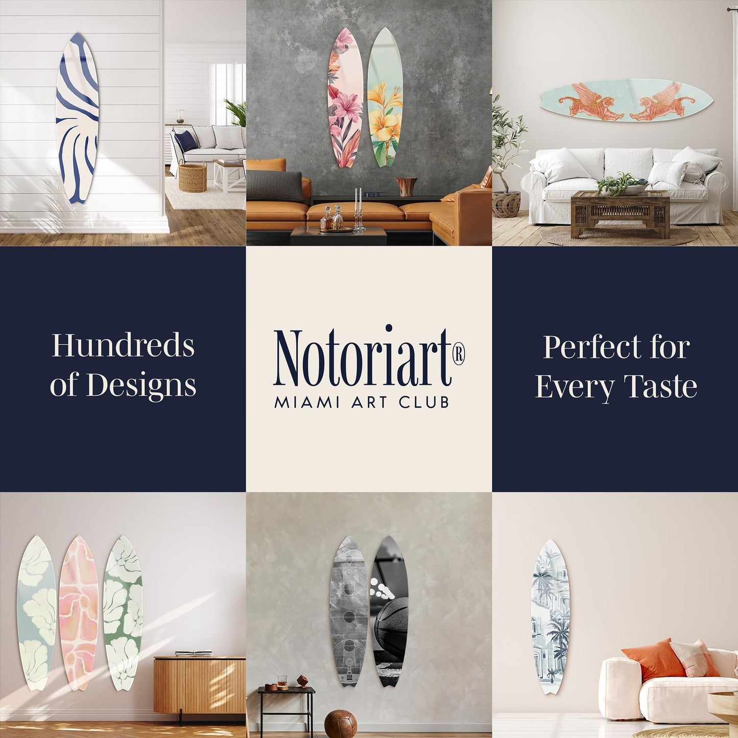 Notoriart Coastal Sea Shells Surfboard Acrylic Wall Art Die-Cut Coastal Modern High-Gloss Home Decor, 15" x 60"