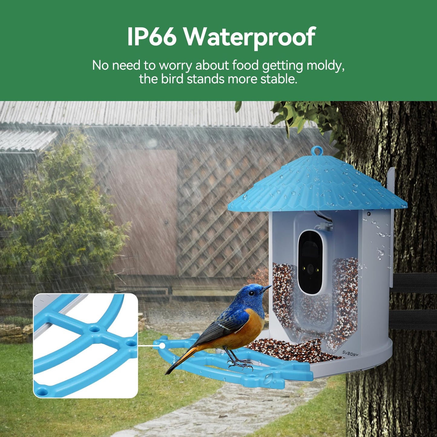 SVBONY SC101 Smart Bird Feeder with HD Camera, AI Bird Identification,High Resolution, Live Stream via WiFi, Auto Capture Videos,Weatherproof, Outdoor Backyard Feeder