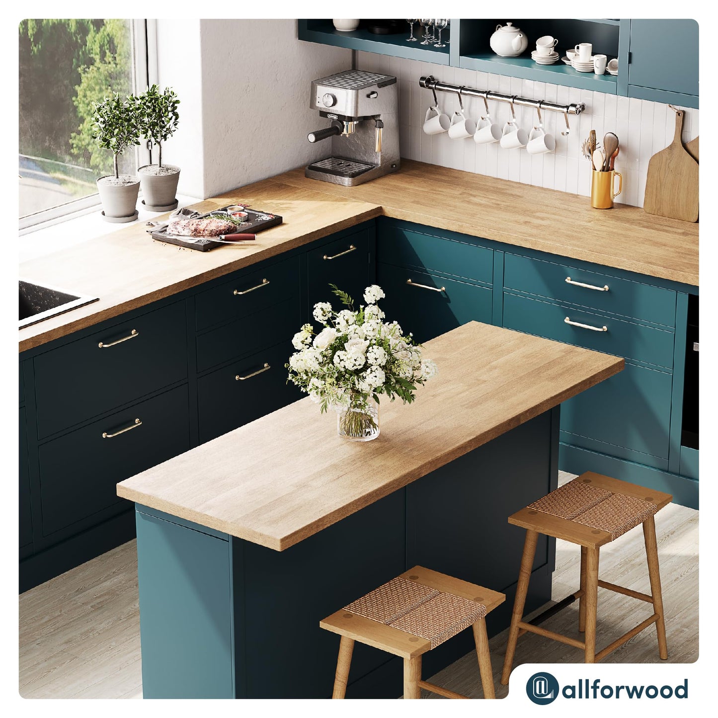 AllForWood 72''L x 25''W x 1.5''Th Birch Premium Solid Wood Butcher Block Countertop, Butcher Block Table Top for DIY Washer Dryer/Island/Kitchen Countertop (Unfinished)