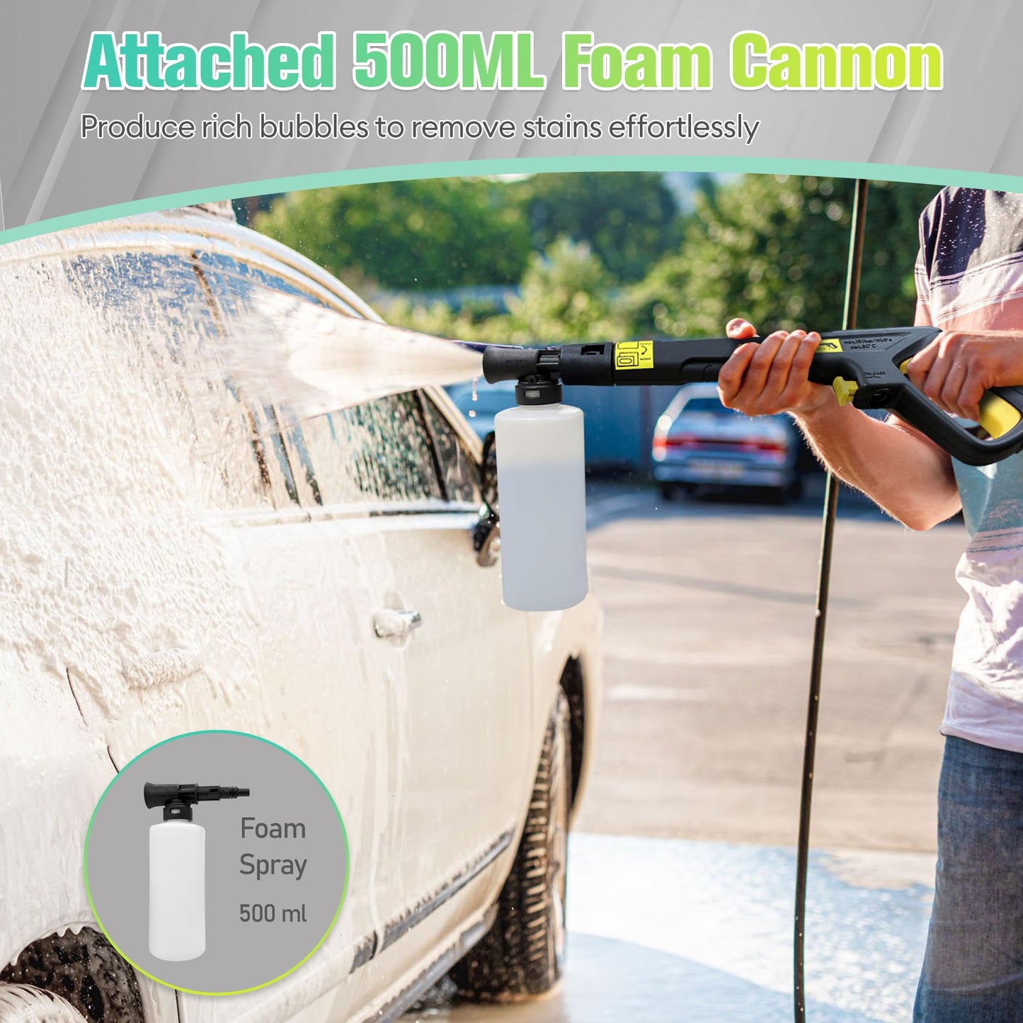 Pressure Washer 4800PSI 2.6GPM Power Washer with Foam Cannon, Power Washer with 4 Quick Connect Nozzles for Cars, Driveways, Fences, Patios, Home Cleaning
