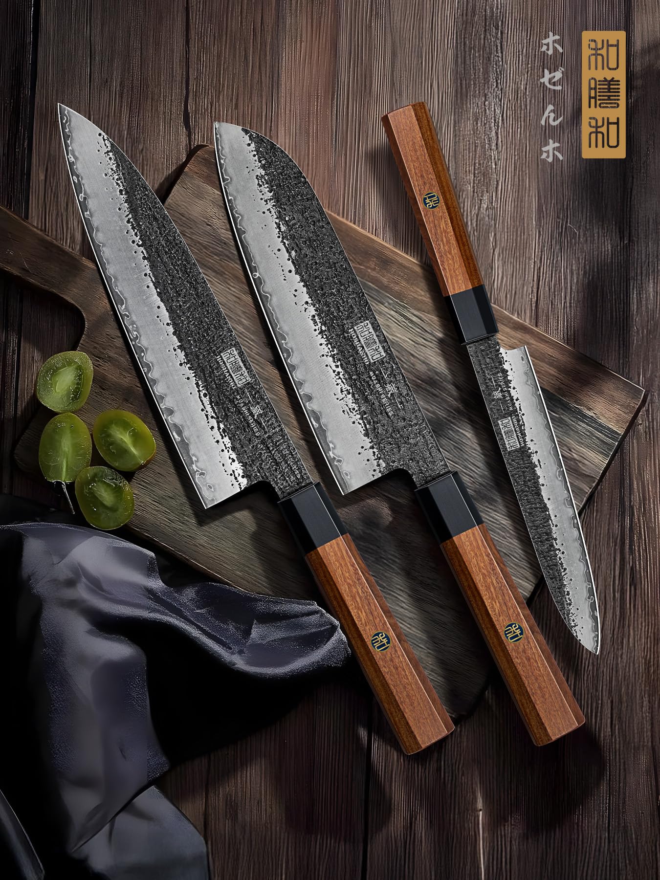 HOSHANHO 3 Pieces Knife Set, Professional Japanese High Carbon Steel Kitchen Knife Set, Ultra Sharp Chef Knives Sets with Octagonal Rosewood Handle