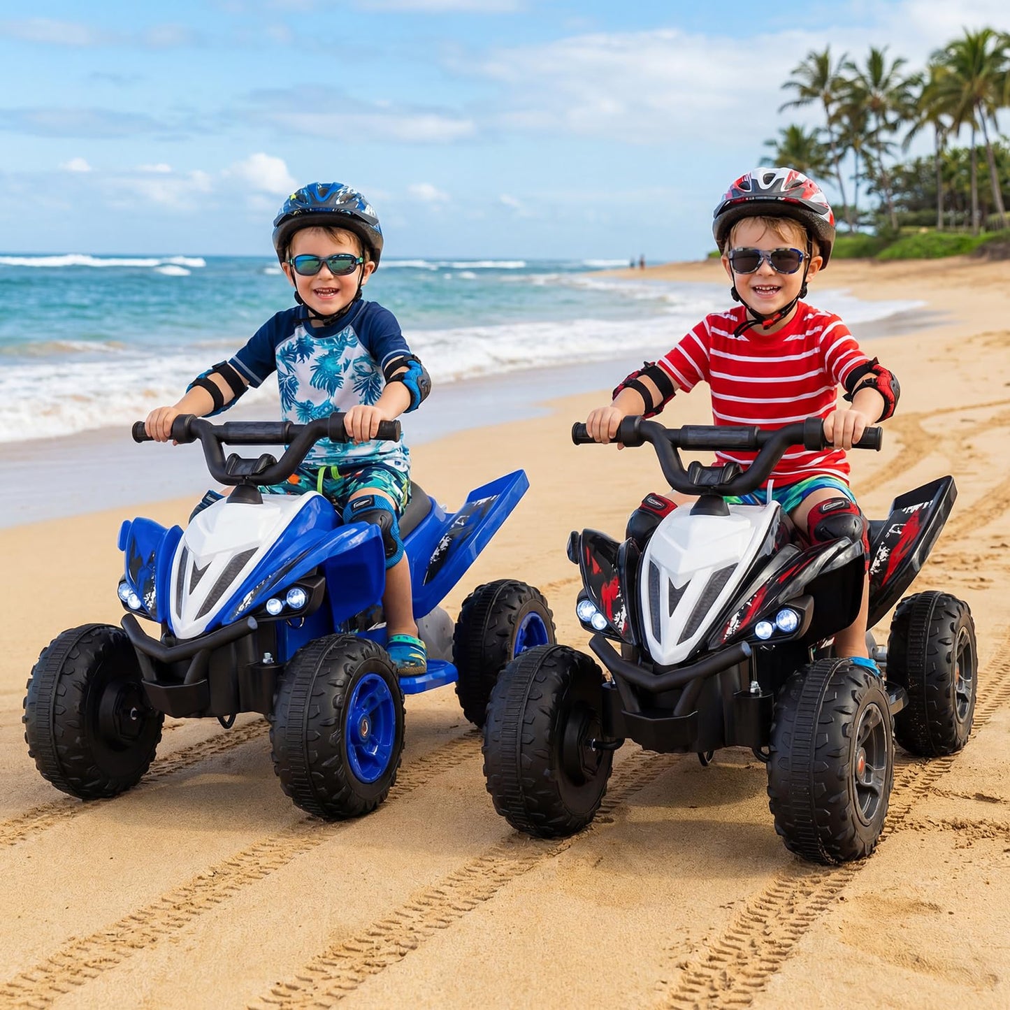 Costzon Kids ATV, 12V 4-Wheeler Quad Electric Vehicle w/ 7 mph Max Speed, 15° Climbing, LED Lights, Music, Wireless Connection, Toddler Ride On ATV Toy, Gift for Boys Girls Aged 3+ (Deep Black)