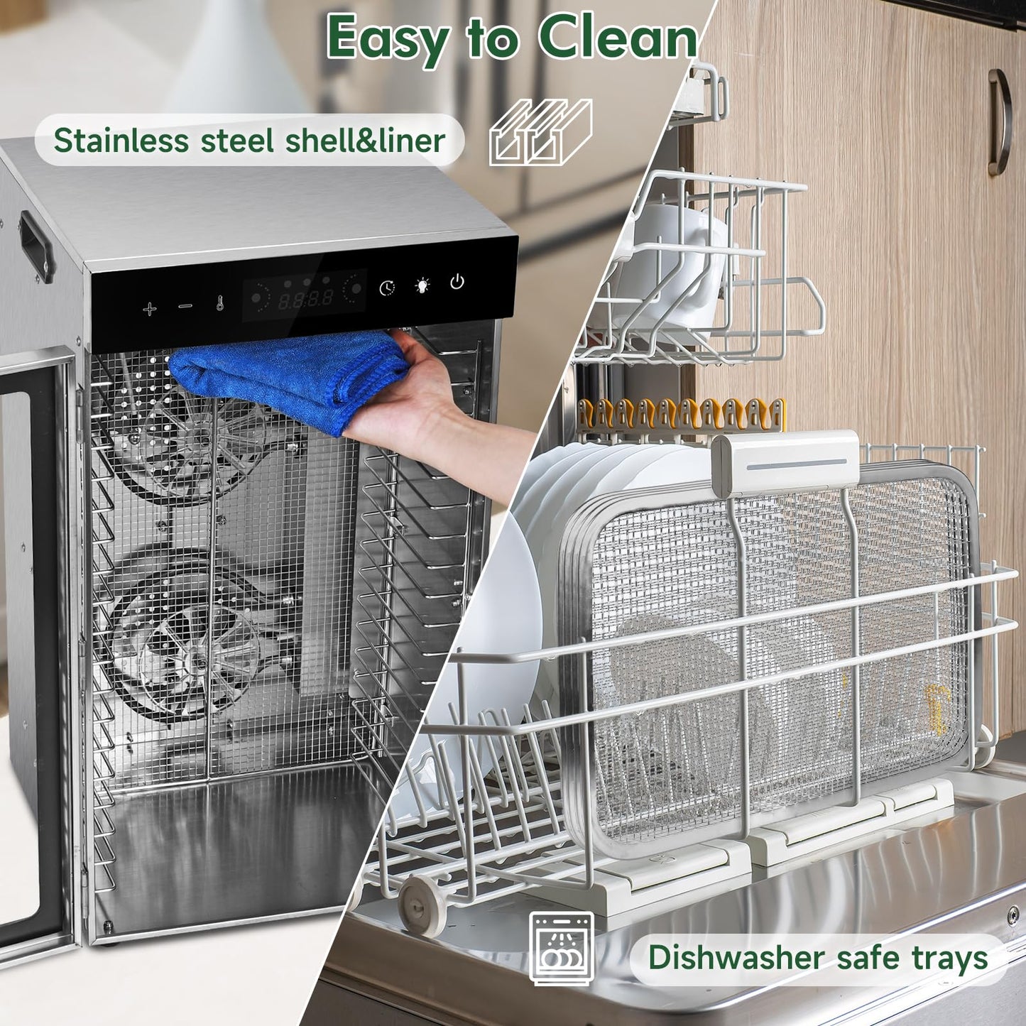 Food Dehydrator Machine 18 Stainless Steel Trays 1000W Commercial Food Dehydrator with 24H Digital Timer LED Temperature Control Food Dryer Beef Jerky Maker for Dehydrated Meat Fruit Herb