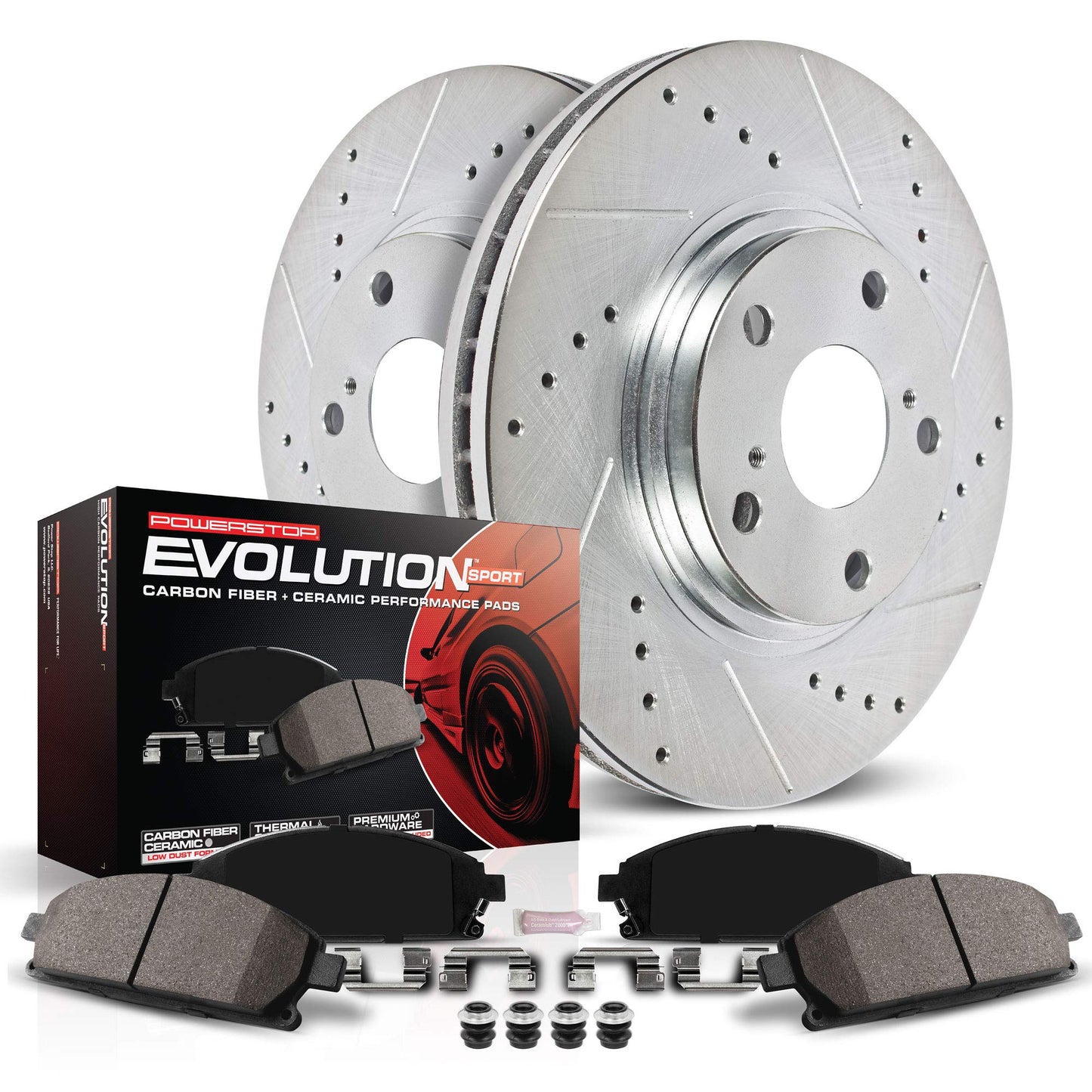 PowerStop Front Brake Kit For Mercedes-Benz E53 AMG 2022-23 - Drilled and Slotted Disc Rotors with Ceramic Brake Pads Replacement, K9260