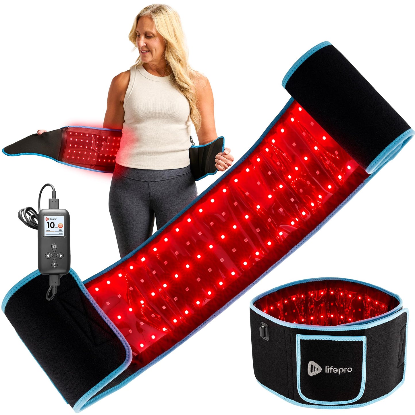 Lifepro Red Light Therapy Belt – Infrared Red Light Therapy for Body, Back and Shoulder - 660nm & 850nm Near Infrared Heating Pad – Adjustable & Portable for Wellness & Relaxation