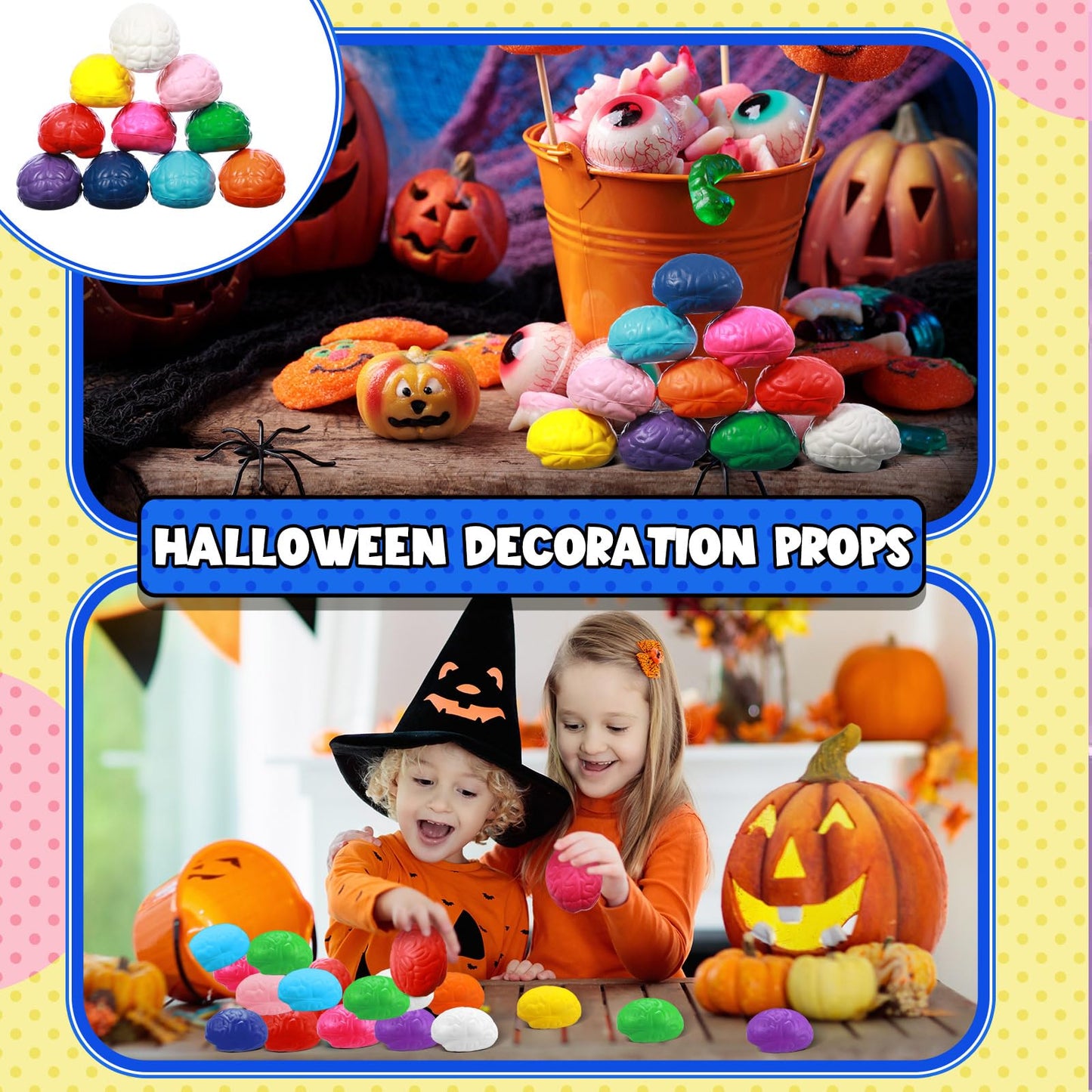 Kasyat 40 Pcs Brain Stress Ball 3 Colorful Large Brain Shaped Stress Ball Bulk Halloween Party PU Hand Muscle Exercise Pressure Prop for Adult Improving Grip Strength Object Recognition Prop Mold