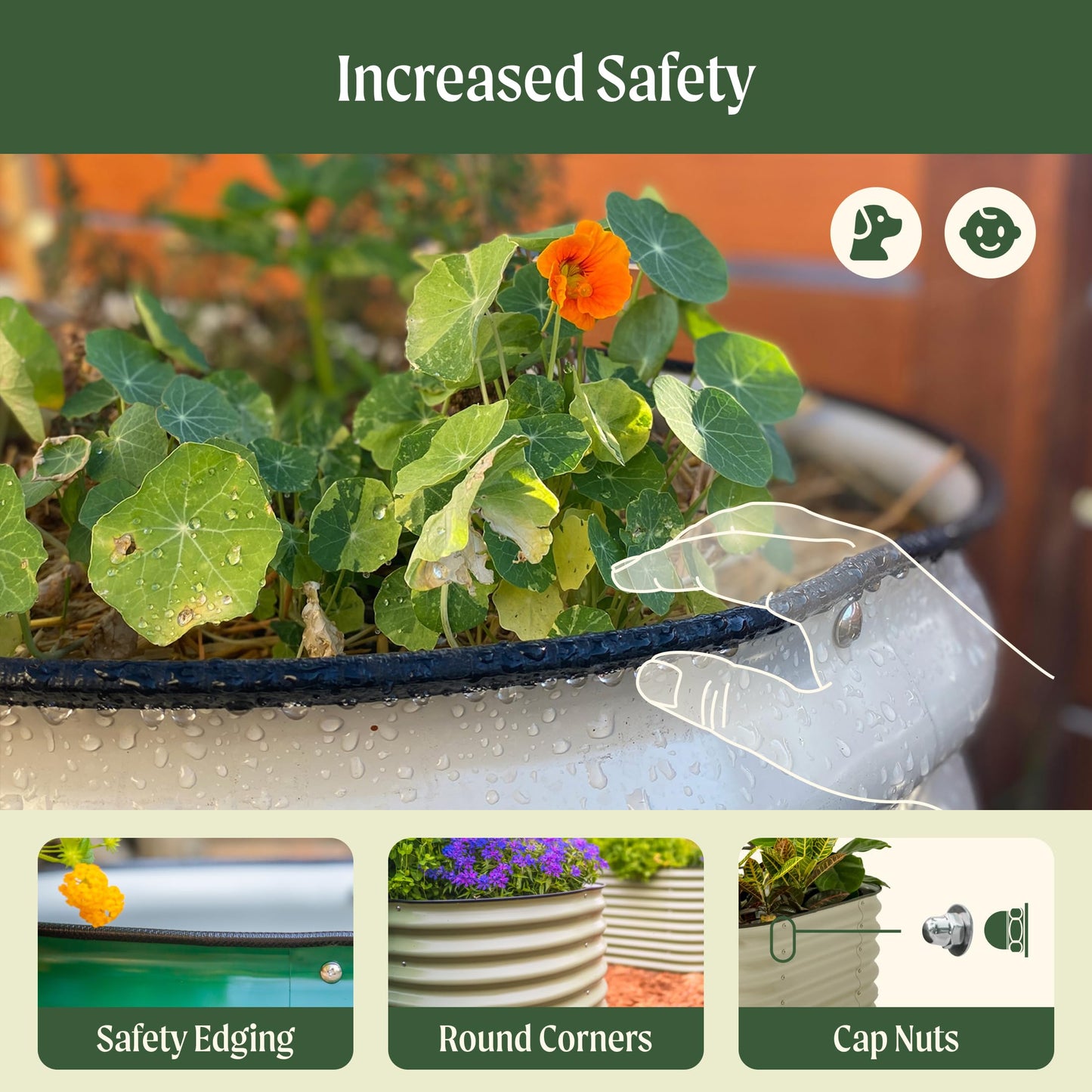 Vego garden Aluzinc Raised Garden Bed Kits, 17" Tall 6 in 1 Modular Metal Raised Planter Bed for Vegetables Flowers Patio Ground Planter Box-British Green