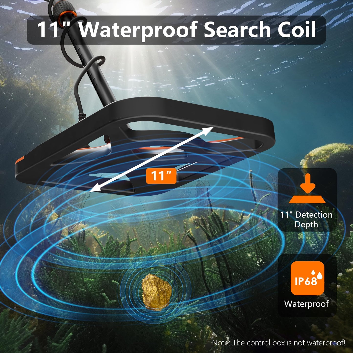 DetectTrek Metal Detector for Adults Rechargeable, 11" Professional Metal Detector for Gold & Silver, High Accuracy Waterproof Design, 5 Modes, Christmas Stocking Stuffers Gifts for Men/Dad,M55,Orange