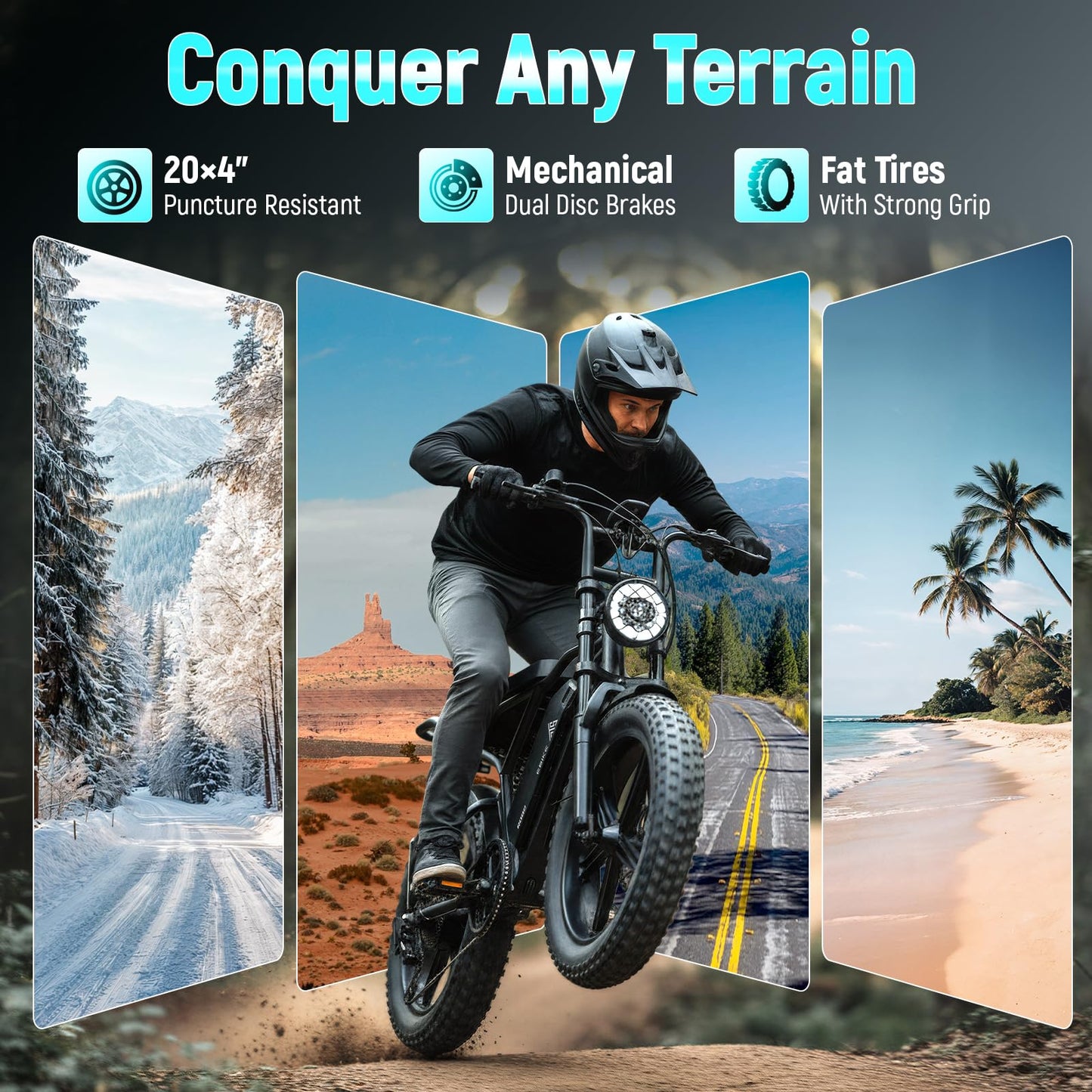 TST Electric Bike for Adult, Up to 28 MPH and 60/100 Miles Long Range E Bike, 20" Fat Tire E-Bike, 1500W Peak Motor, 48V 15Ah/25Ah Removable Battery, Dual Suspension, UL 2849 Certification