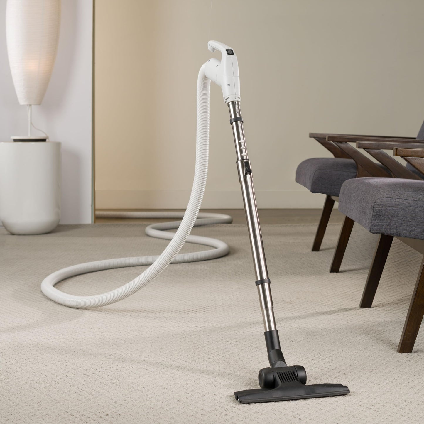 Prolux 30 ft Universal Central Vacuum Kit with Suction Driven Turbo Nozzles - Central Vacuum Hose for Versatile Cleaning on Surfaces - Convenient Central Vac Tools for Upholstery, Stairs & Hard Floors