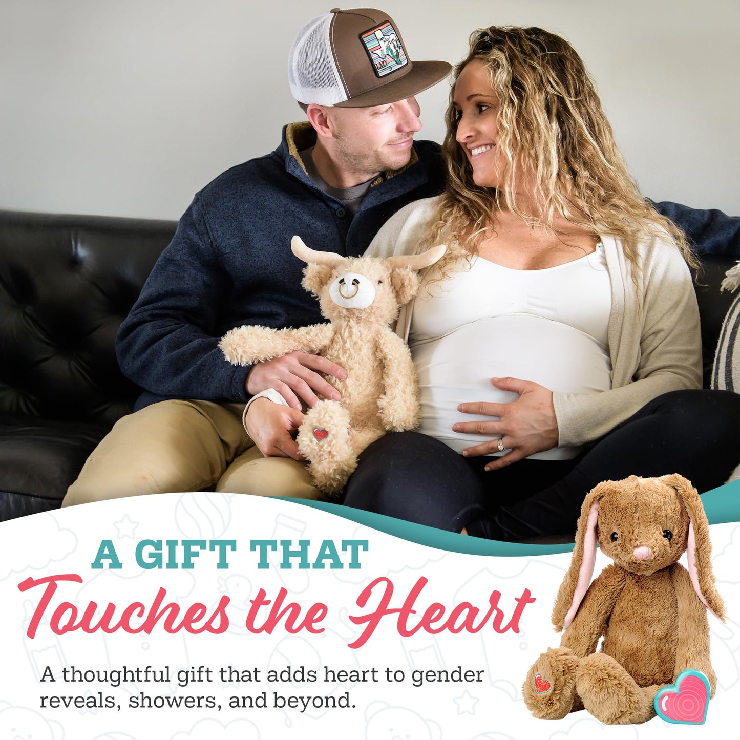 My Baby’s Heartbeat Bear, 20 Second Re-Recordable Digital Voice Recorder Plush Keepsake for Baby’s Heartbeat Memory, Pregnancy Keepsake (Not a Medical Device), Patriot