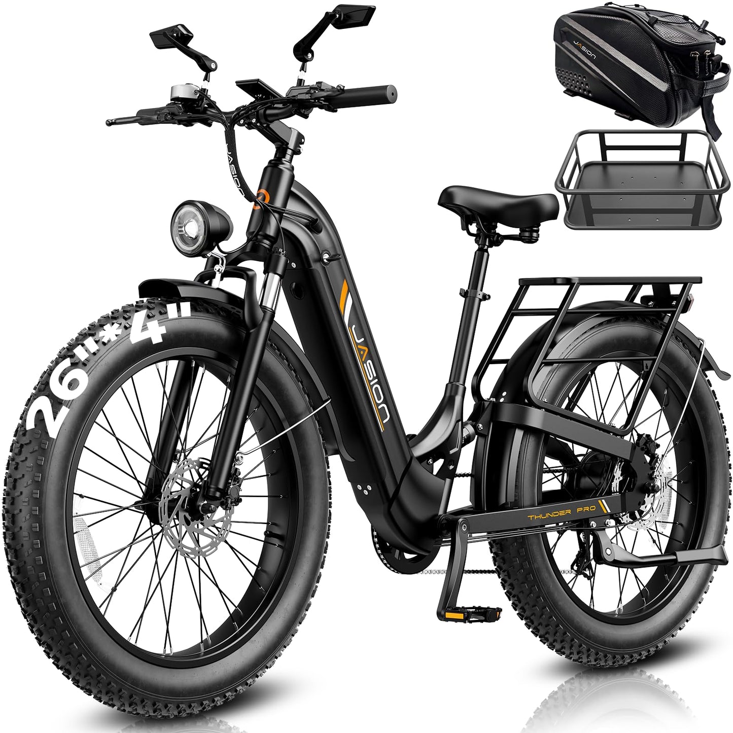 Jasion Thunder Pro ST Electric Bike,2000W Peak Ebikes for Adults,26''Fat Tire Best Ebike for Men,90 Miles with 1040Wh Removable Battery,35+MPH Max Speed Bicycles,500LB Capacity
