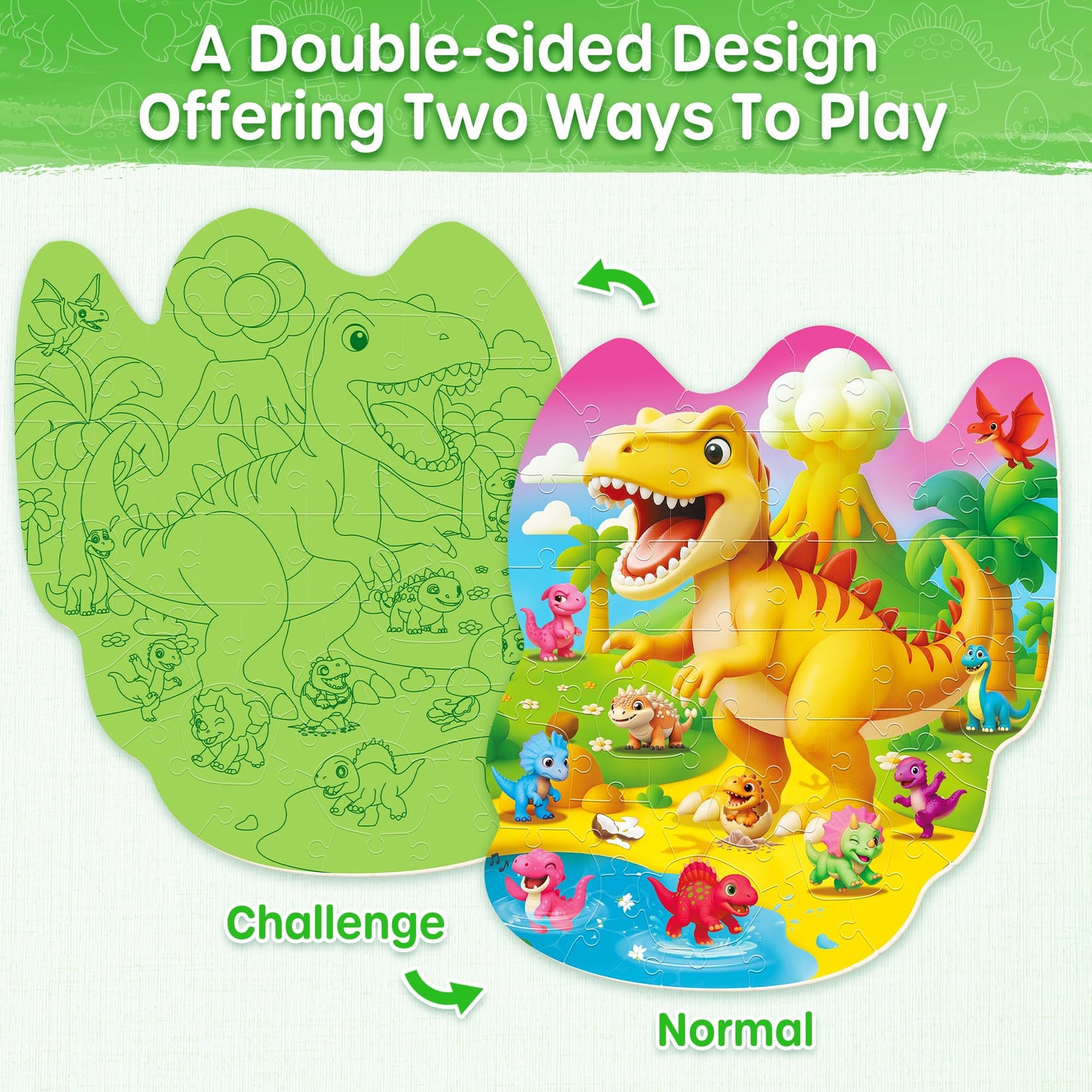 SYNARRY Dinosaur Floor Puzzles for Kids Ages 4-6, Large 45 Piece Floor Puzzles for Kids Ages 3-5, Puzzles for 4-8 Years Old, Dinosaur Toys Easter Basket Stuffers Gifts for 3 4 5 6 7 8 Year Old Boys