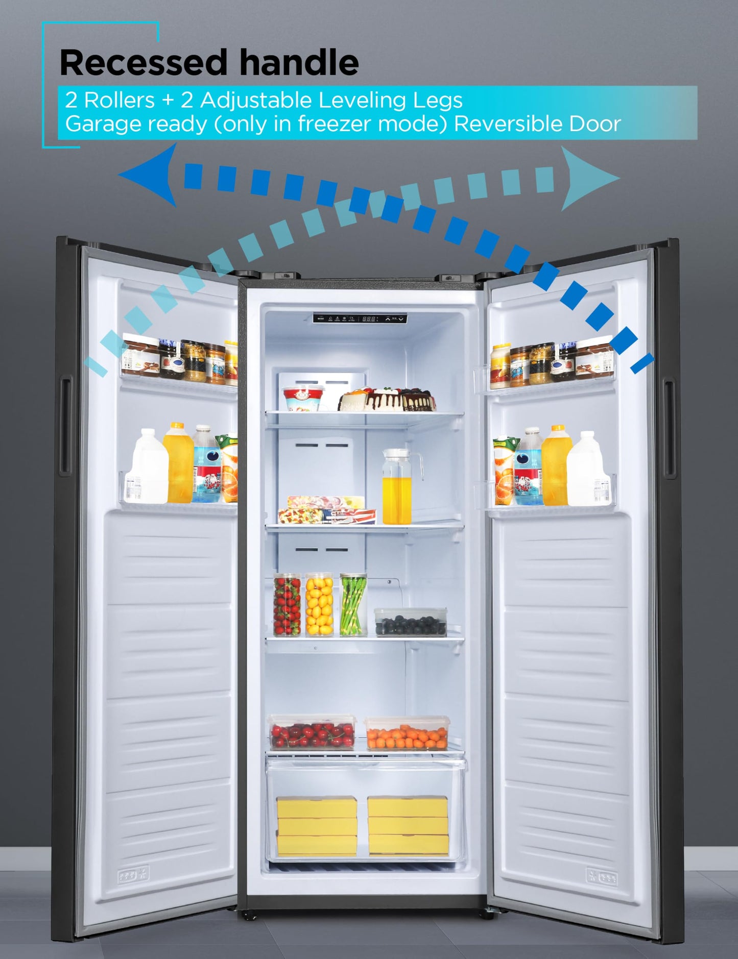 BLACK+DECKER 11 Cu. Ft. Convertible Freezer Refrigerator, Upright Freezer with Glass Shelves, Reversible Door, ENERGY STAR rated, Frost Free, BUC1100XB, Black