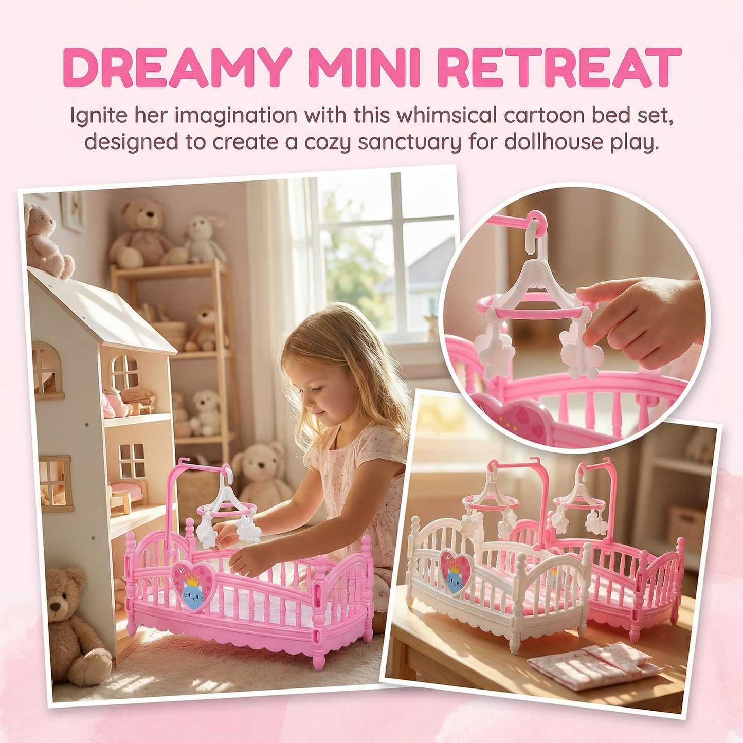 TOYANDONA Mini Furniture Dollhouse Accessories: 1:12 Miniature Doll House Model 2Pcs Mini Baby Bed Crib Cradle for Miniature Dollhouse Furniture Party Kit