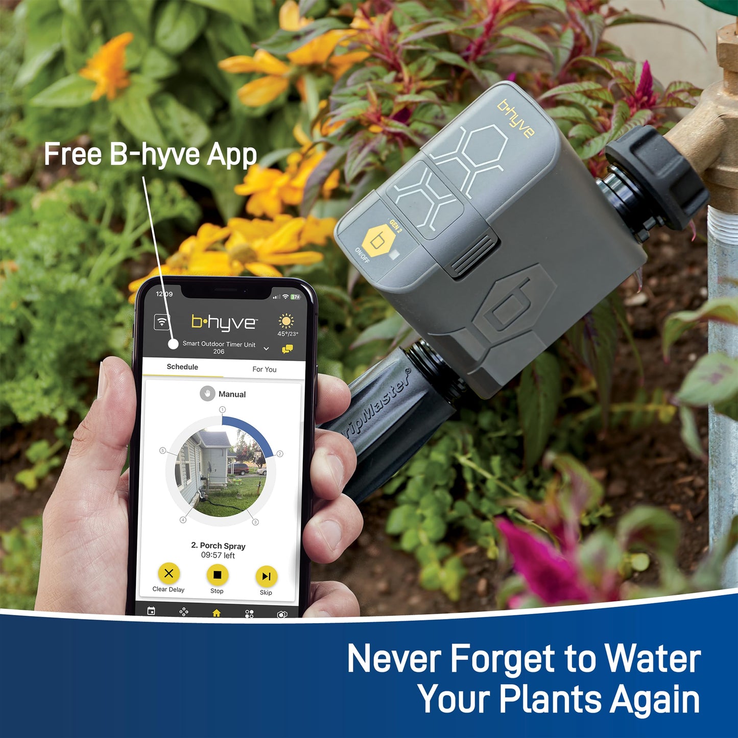 Orbit 21207 B-hyve Gen 2 Smart Hose Watering Timer, 4-Pack with Wi-Fi Hub and Hose Y Splitter